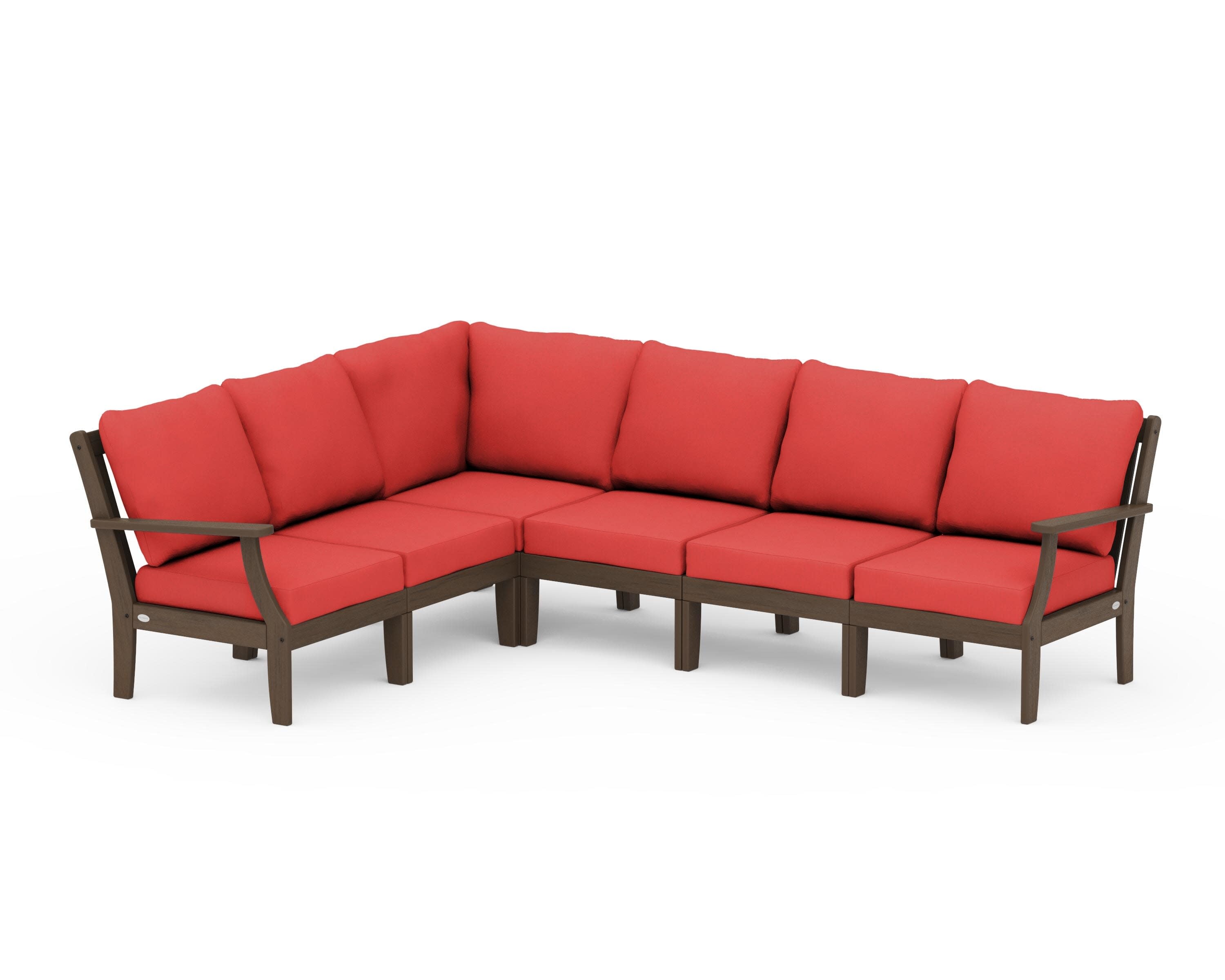 Braxton Modular 6-Piece Deep Seating Set in Kona / Crimson Linen