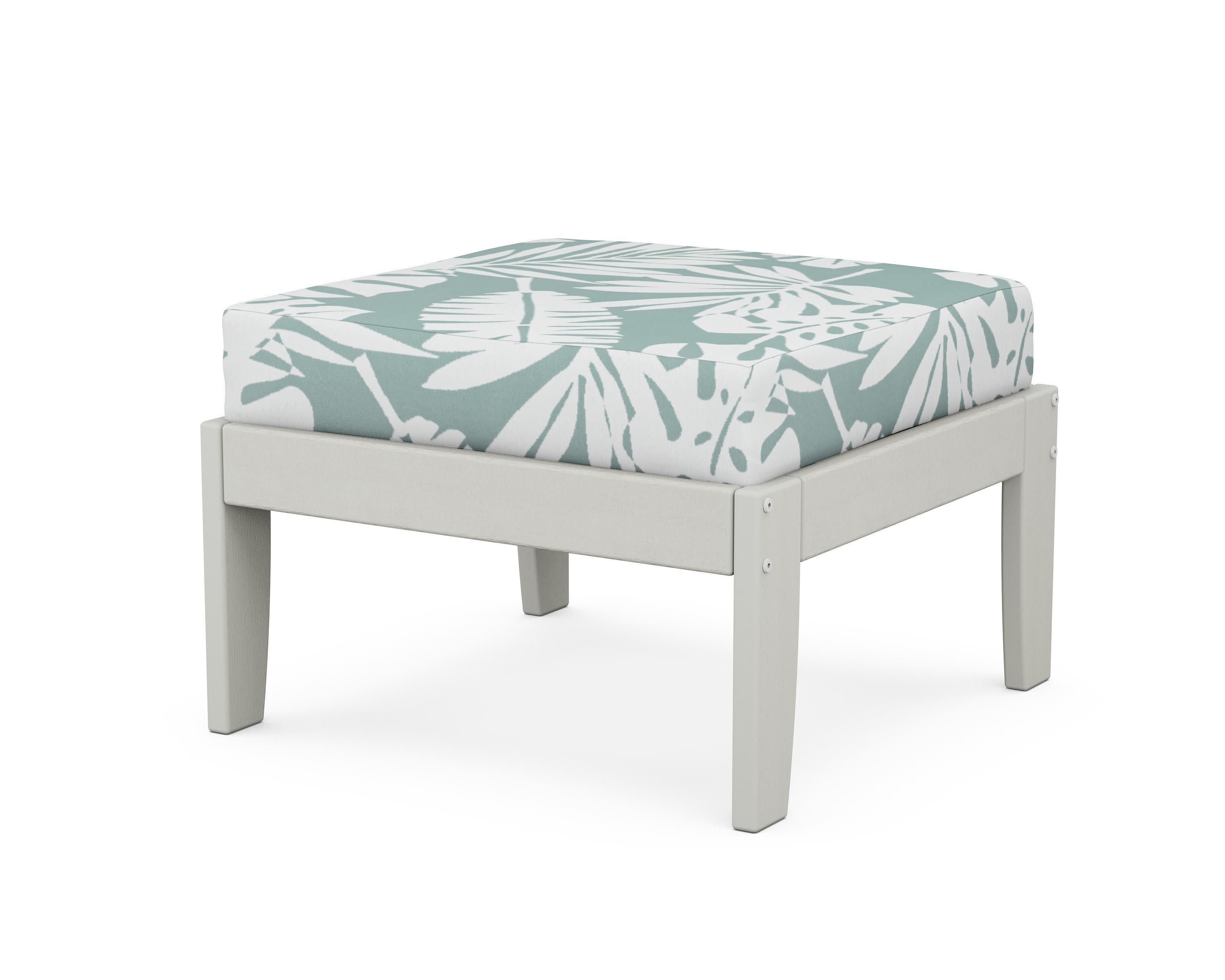 Modular Ottoman - Classic in Vintage White / Leaf Glacier Spa