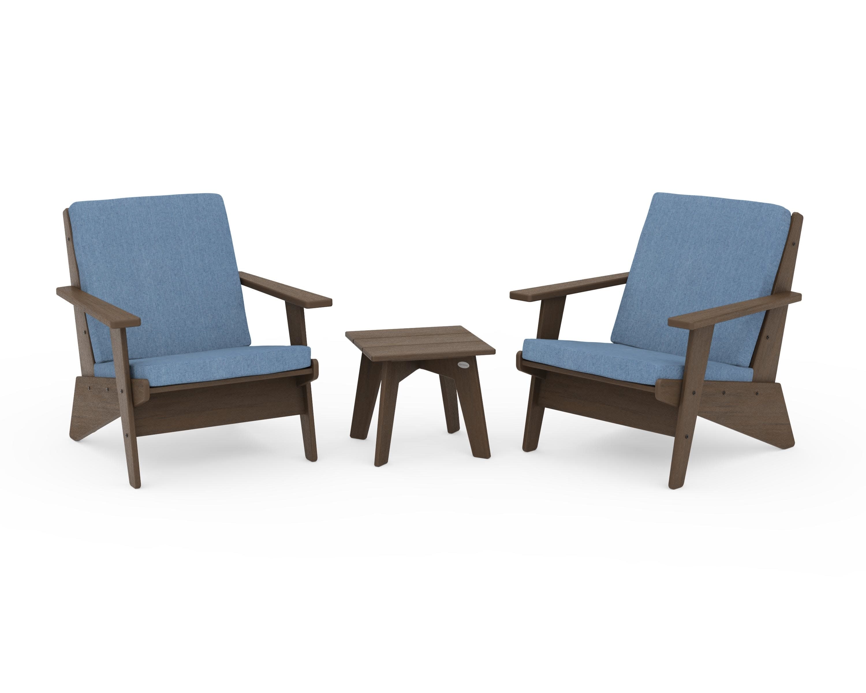 Riviera Modern Lounge 3-Piece Set in Kona / Sky Blue