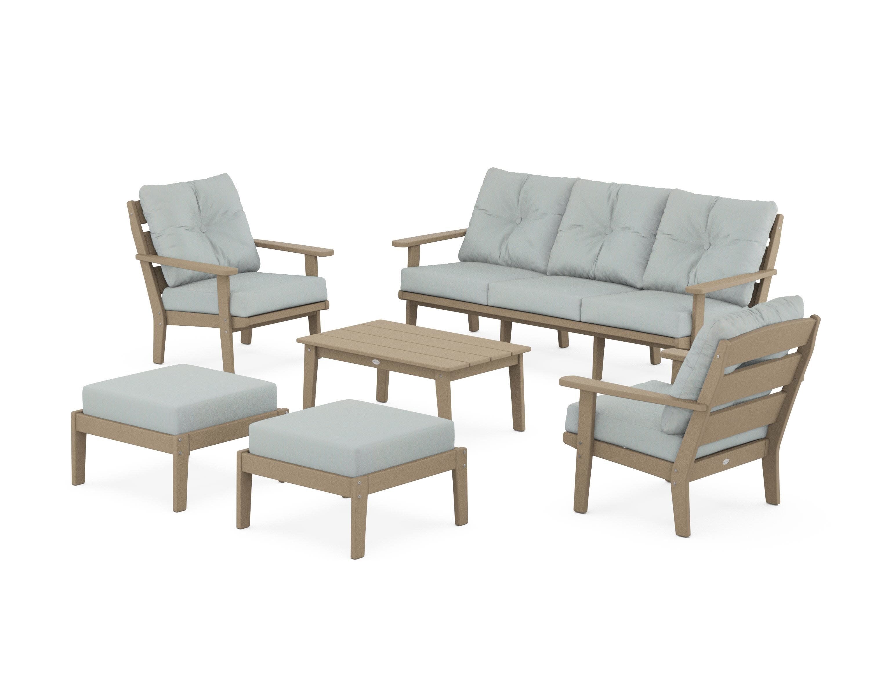 Lakeside 6-Piece Lounge Sofa Set in Vintage Sahara / Spa