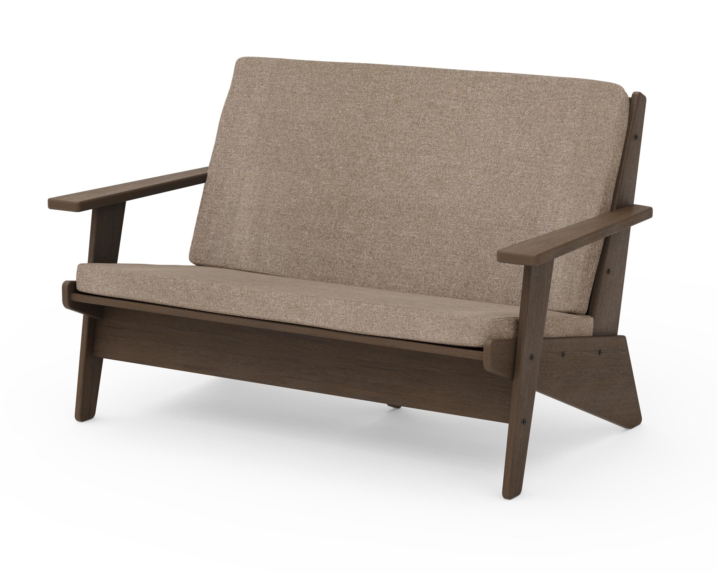 Riviera Modern Lounge Loveseat in Kona / Spiced Burlap
