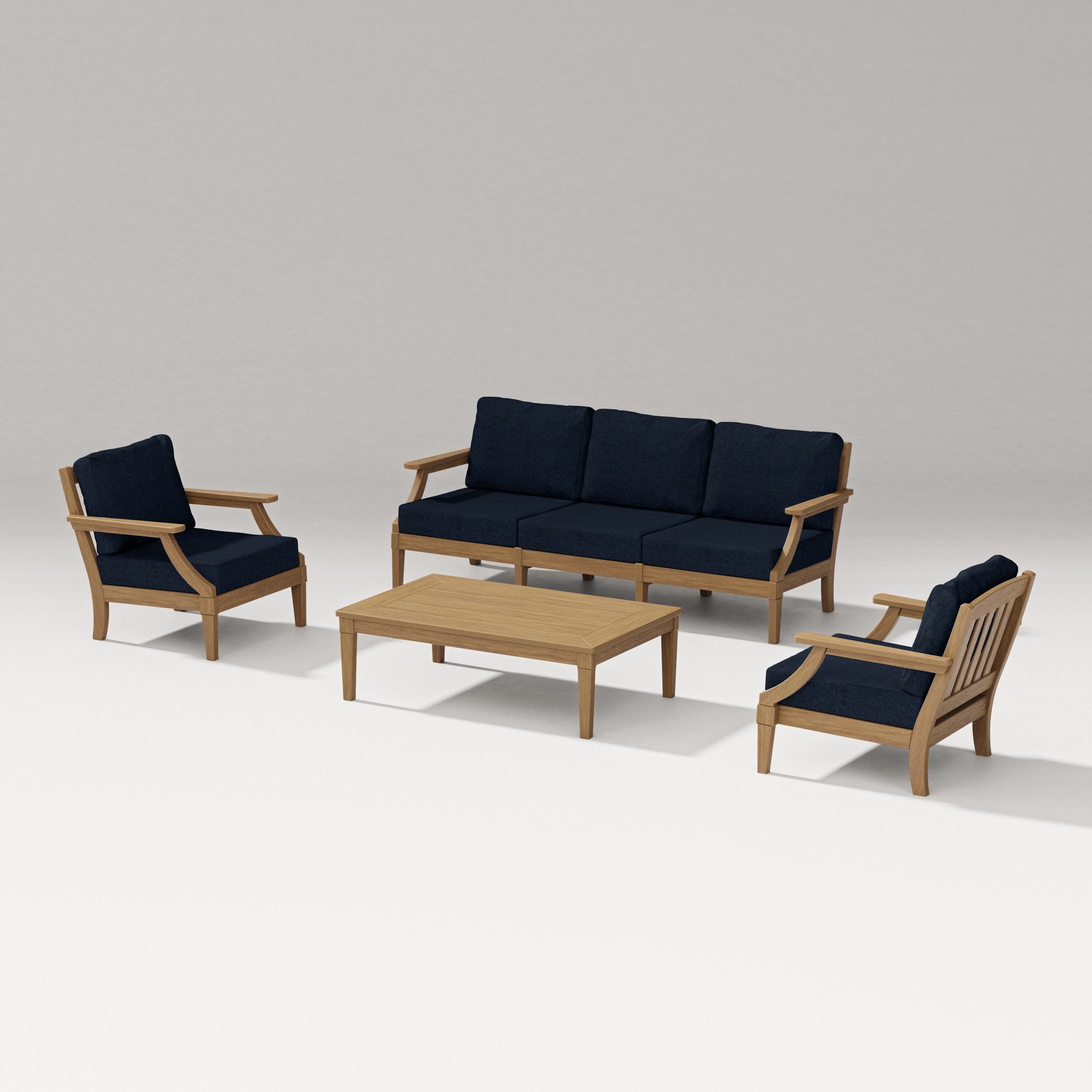 Estate 4-Piece Lounge Sofa Set in Natural / Marine Indigo