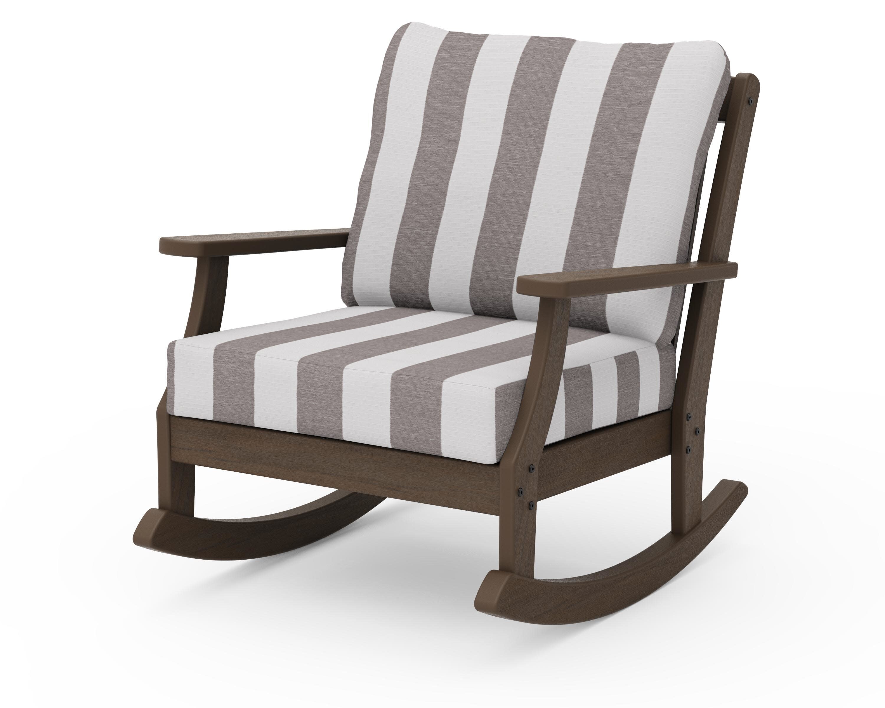 Braxton Deep Seating Rocking Chair in Kona / Cabana Stripe Grey Mist