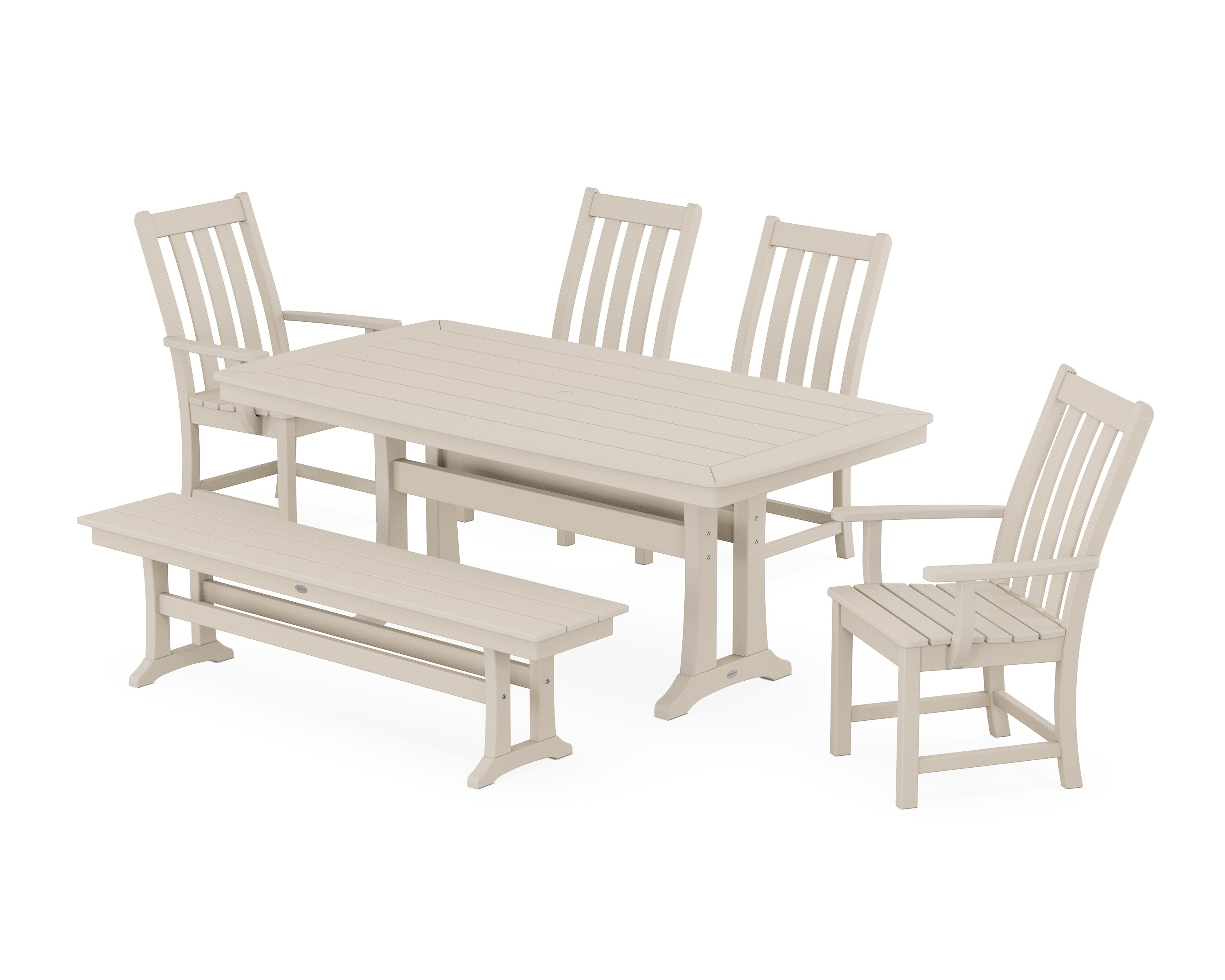 Vineyard 6-Piece Dining Set with Trestle Legs in Sand