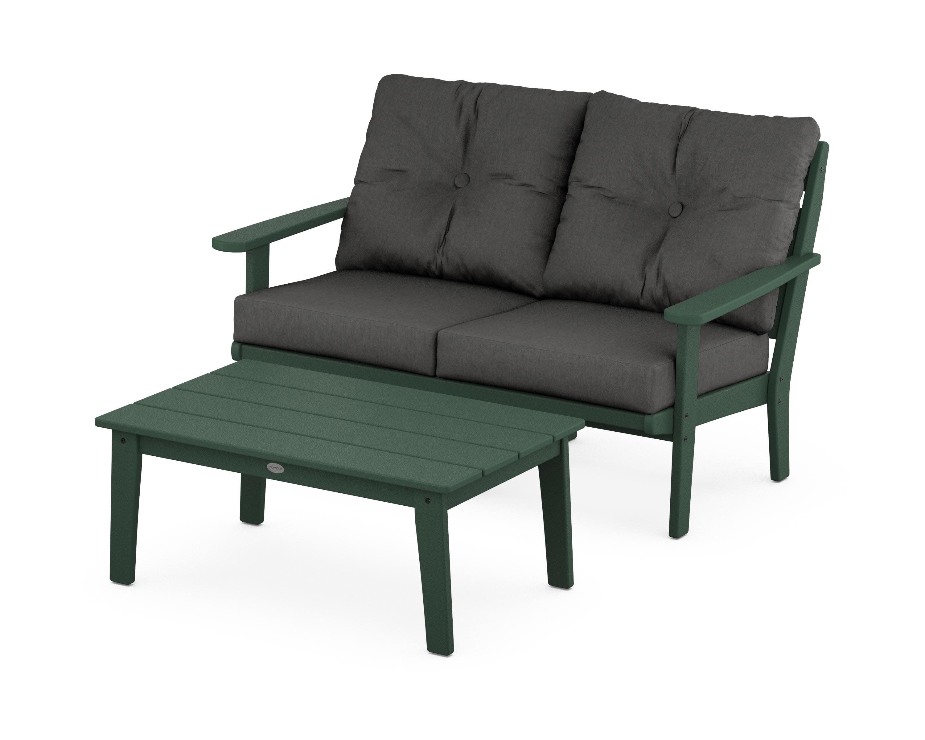 Lakeside 2-Piece Lounge Loveseat Set in Green / Spectrum Carbon