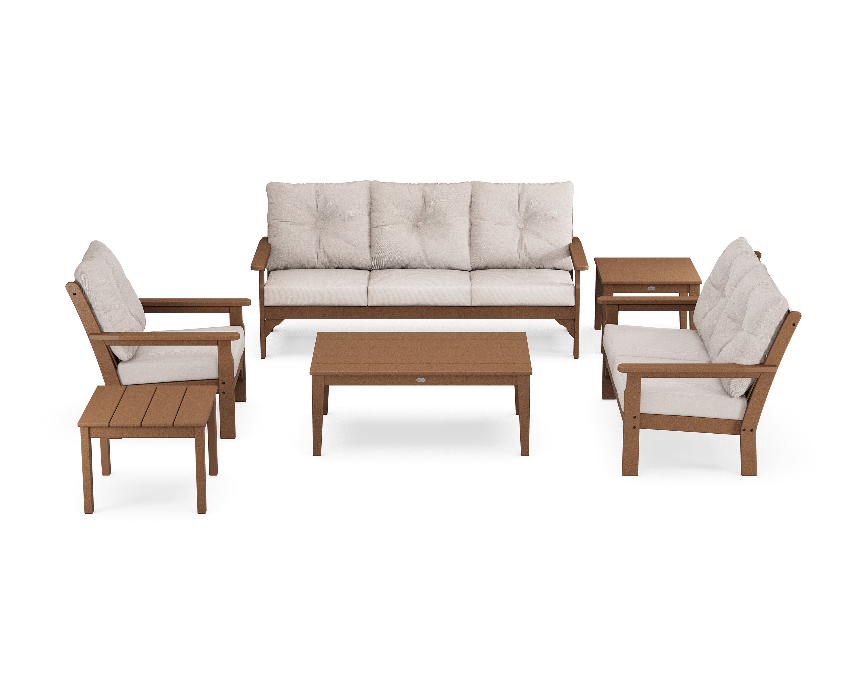 Vineyard 6-Piece Deep Seating Set in Teak / Dune Burlap