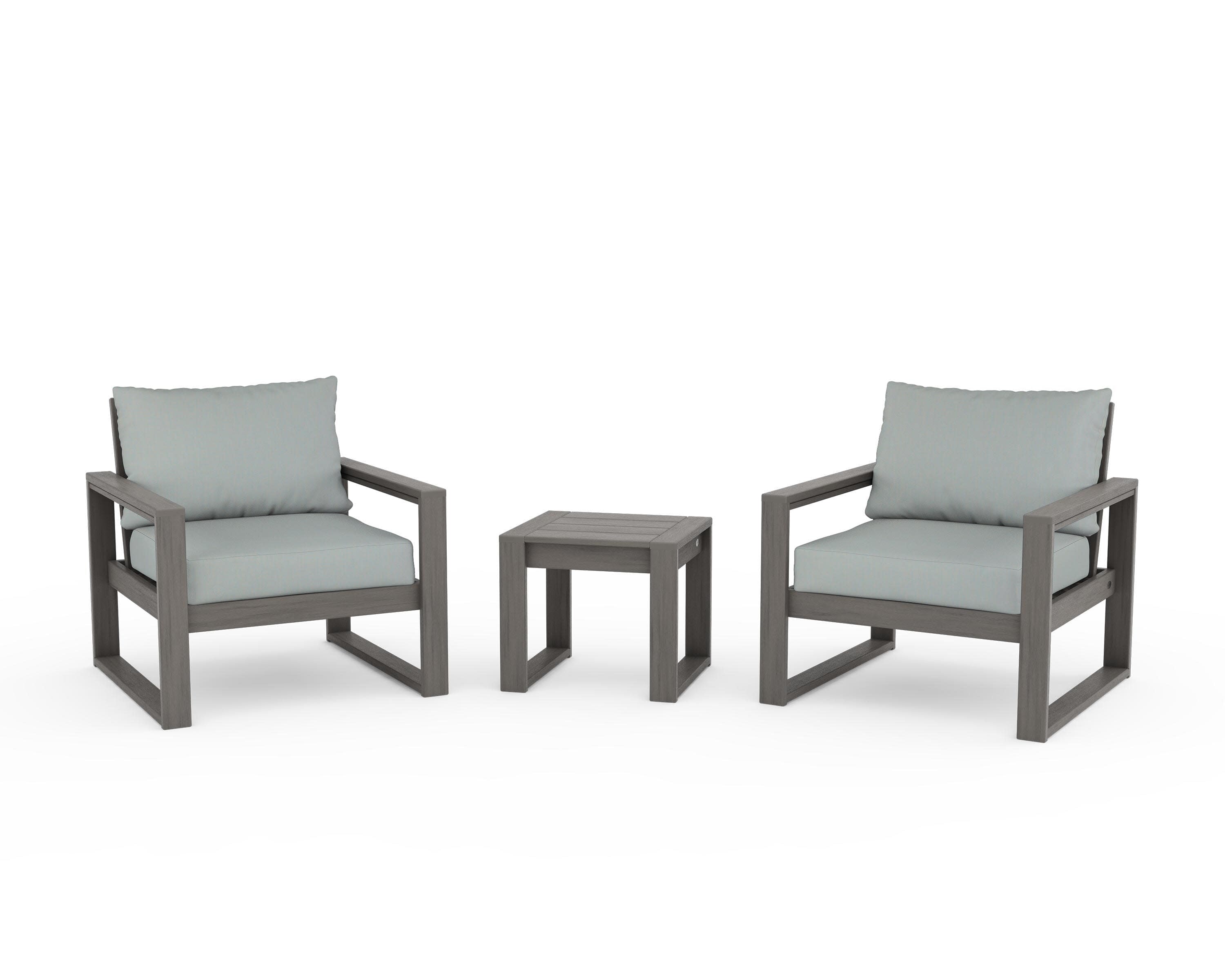 EDGE Sectional 3-Piece Deep Seating Set in Driftwood / Spa