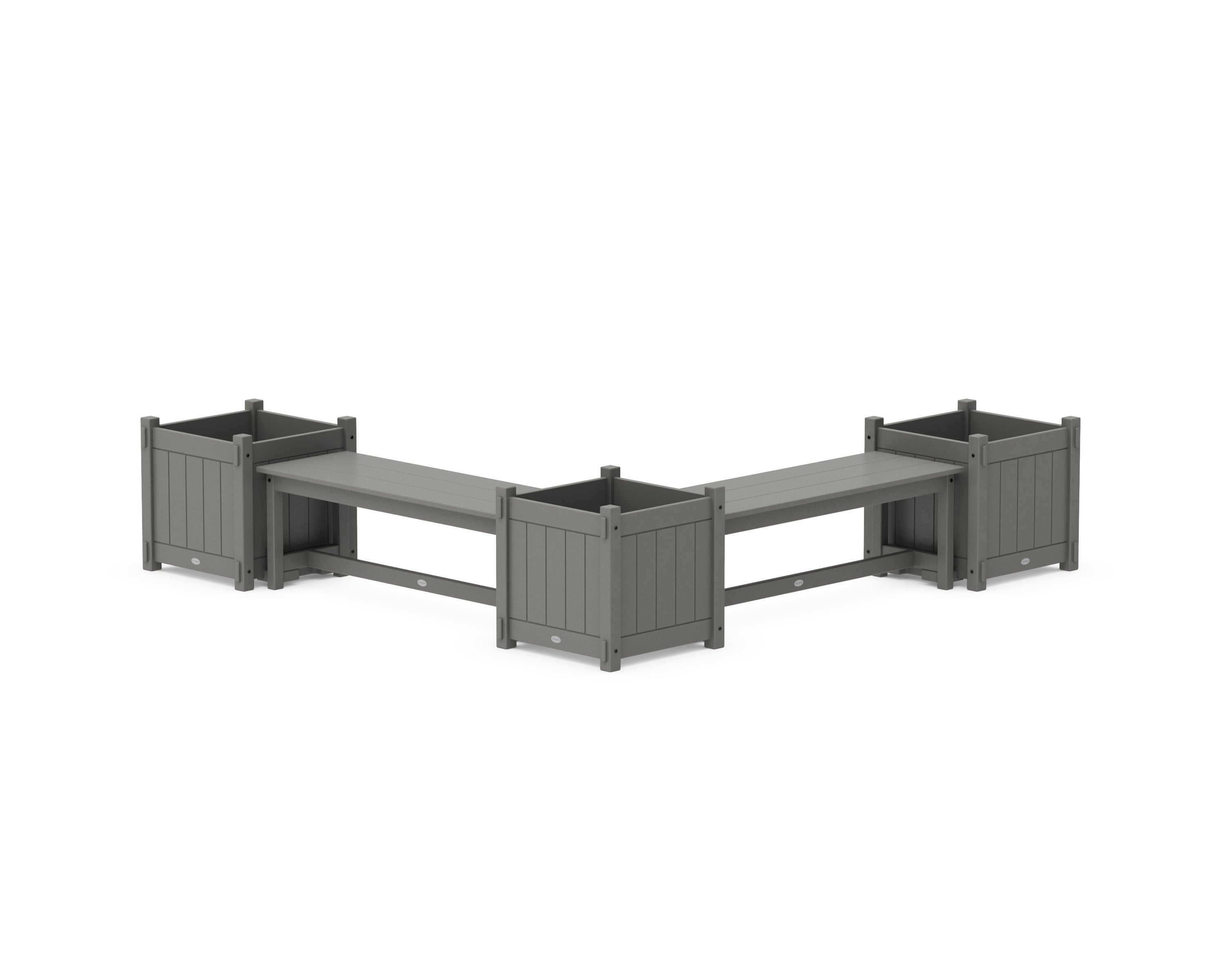 48" Vineyard L- Shaped Planter Bench Corner Set - Large in Slate Grey