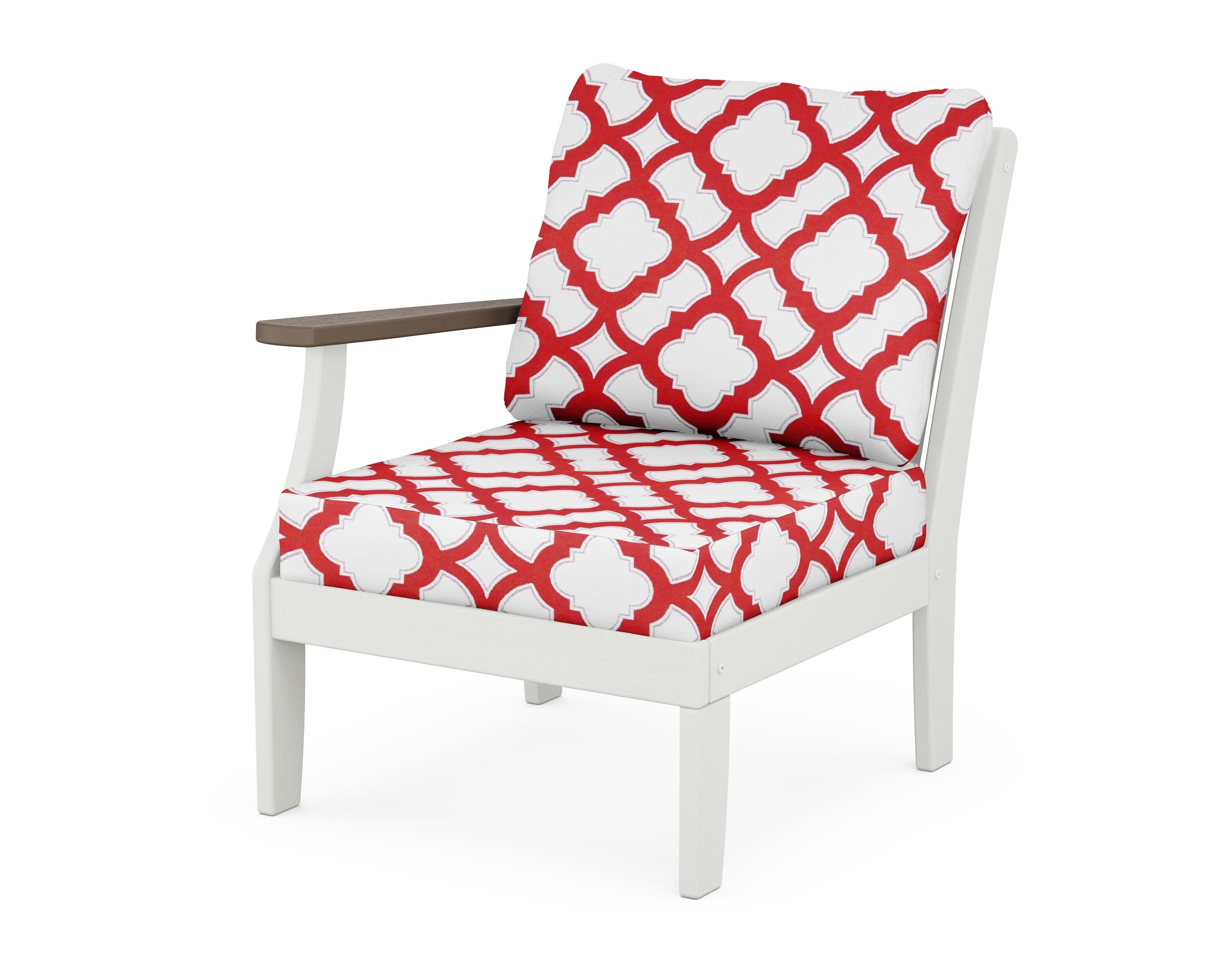 Braxton Modular Left Arm Chair in White / Kona / Trellis Crimson