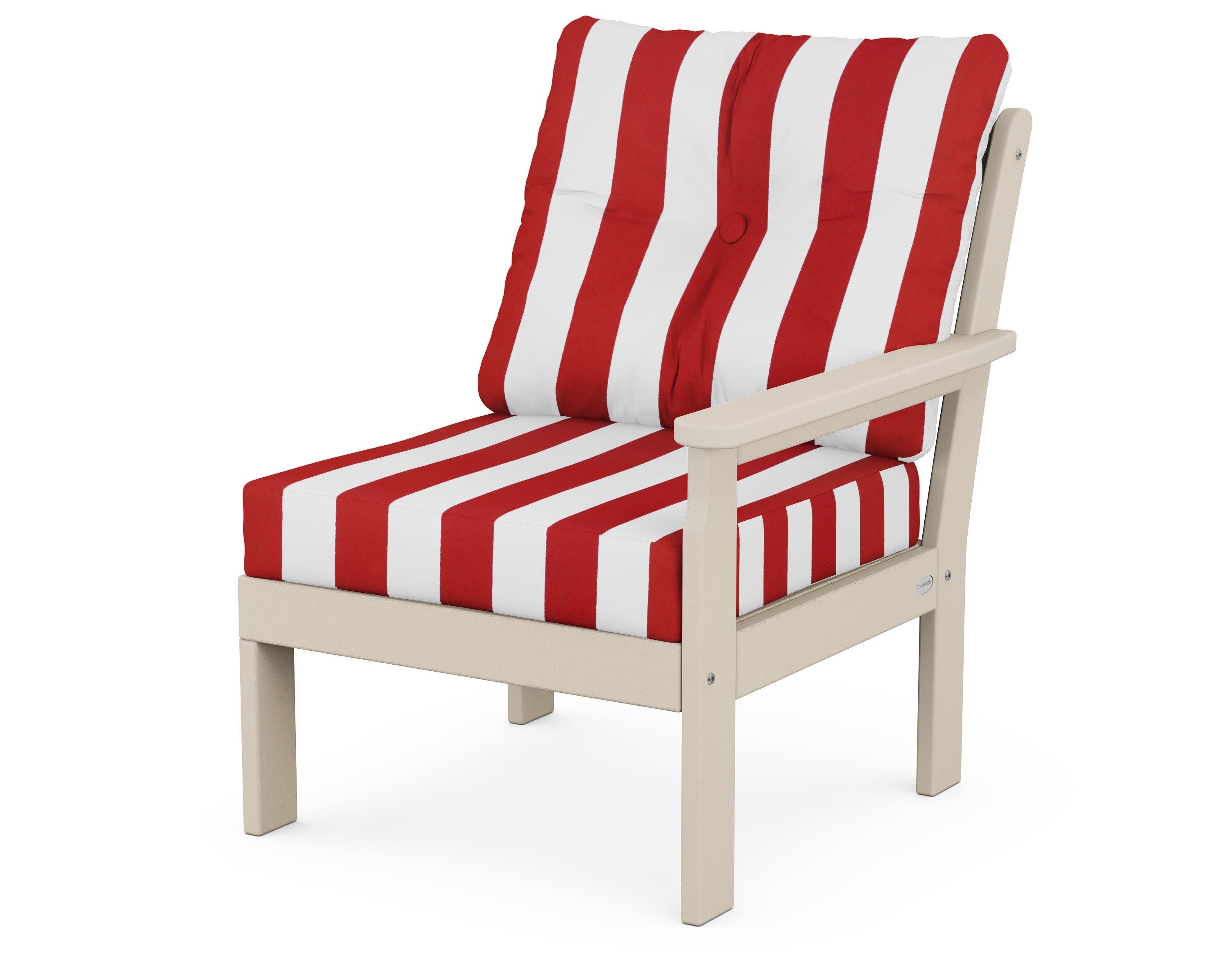Vineyard Modular Right Arm Chair in Sand / Cabana Stripe Crimson