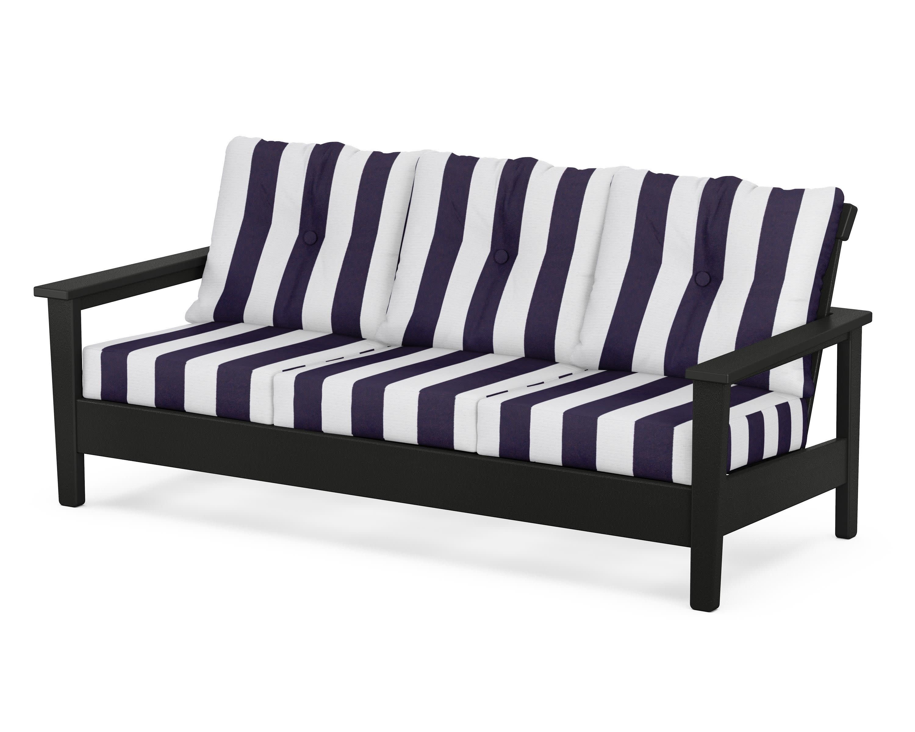 Prescott Deep Seating Sofa in Black / Cabana Stripe Navy