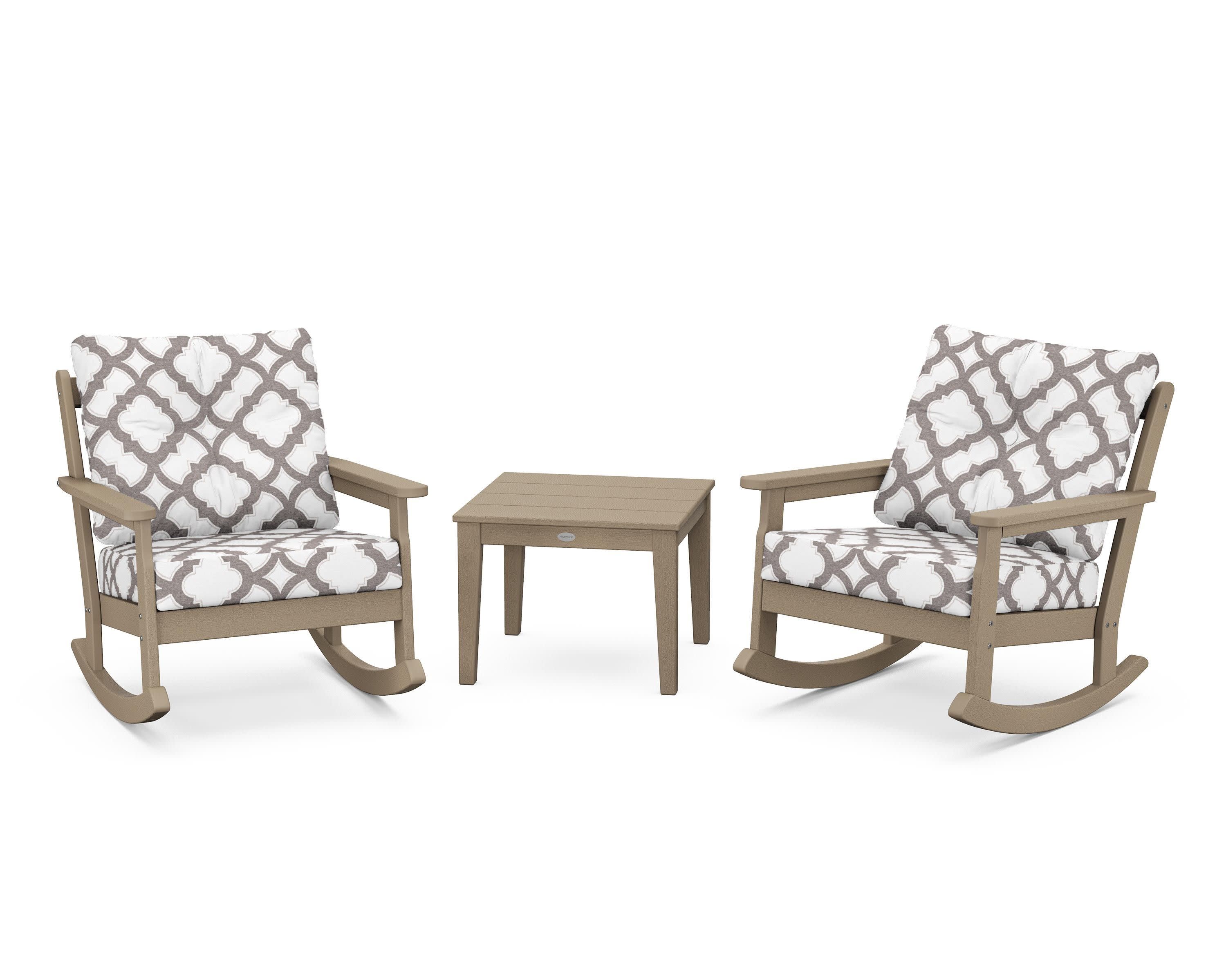 Vineyard 3-Piece Deep Seating Rocker Set in Vintage Sahara / Trellis Grey Mist