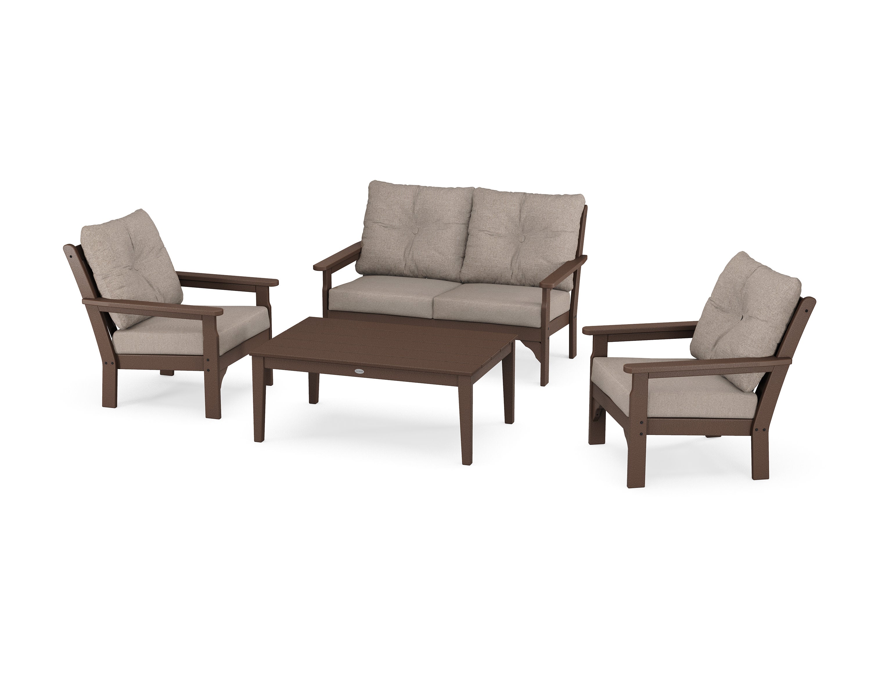 Vineyard 4-Piece Deep Seating Set in Mahogany / Spiced Burlap