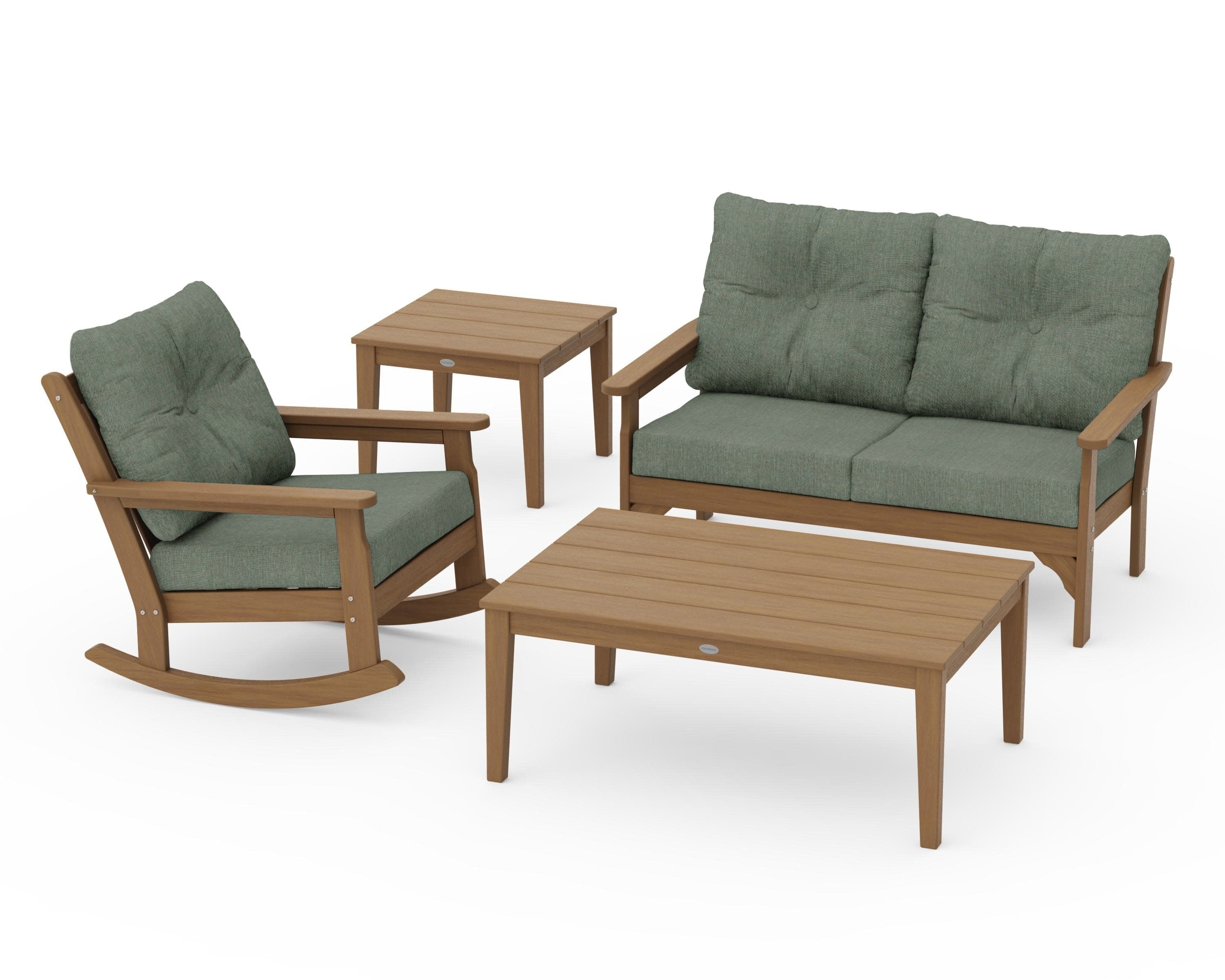 Vineyard 4-Piece Deep Seating Rocker Set in Natural / Cast Sage