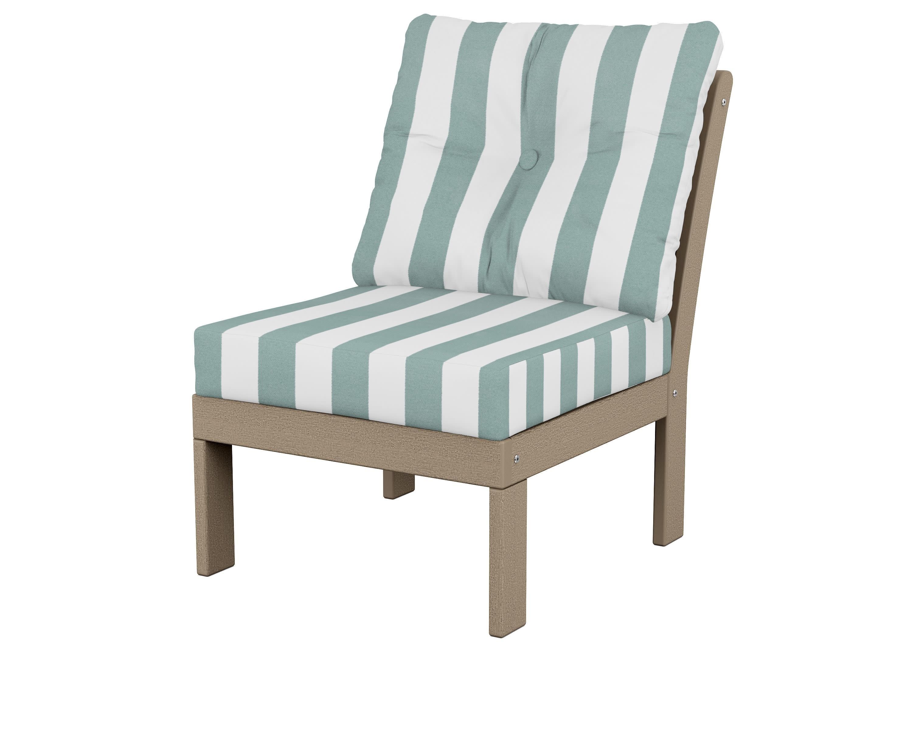 Vineyard Modular Armless Chair in Vintage Sahara / Cabana Stripe Glacier Spa