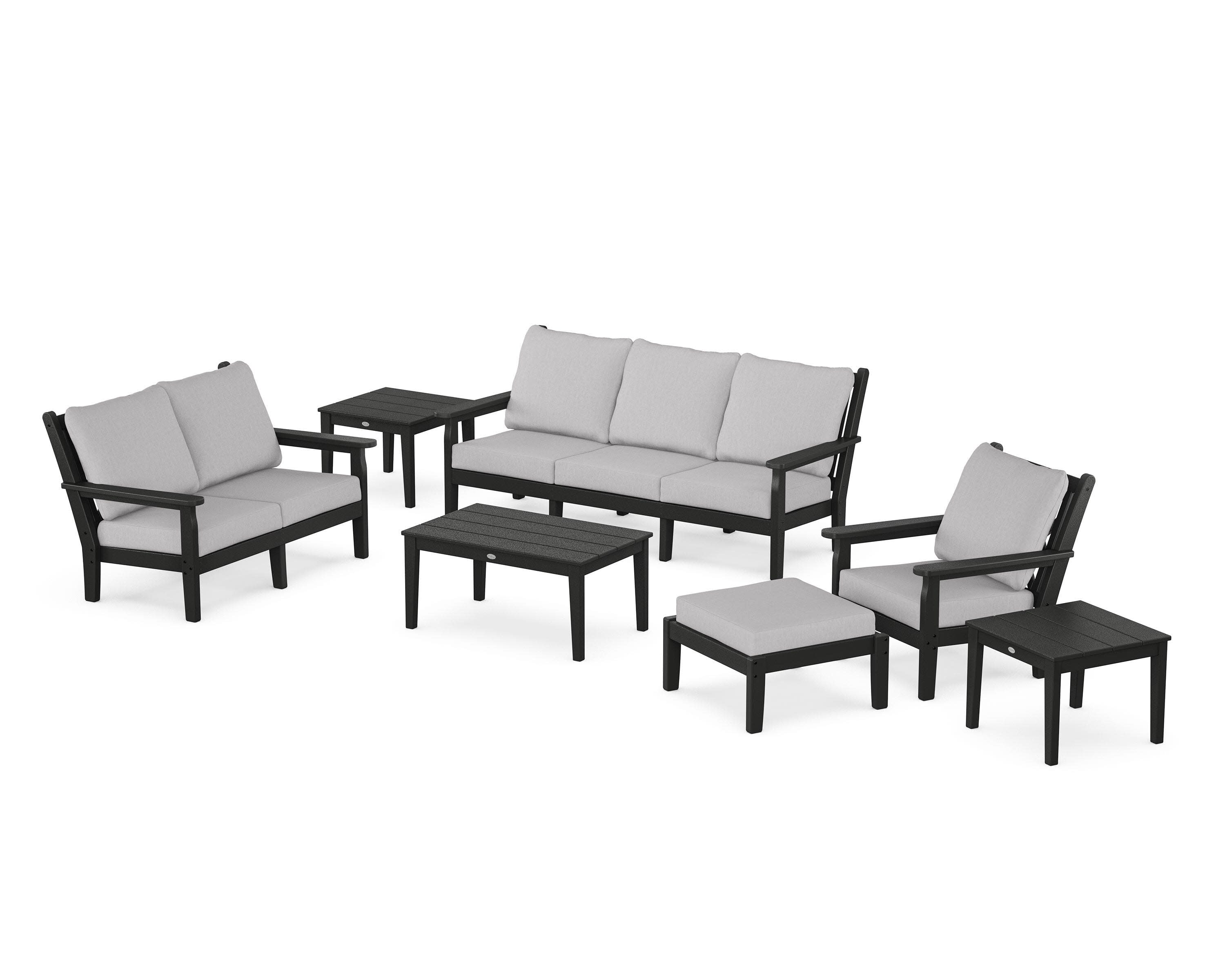 Chippendale 7-Piece Deep Seating Set in Black / Granite