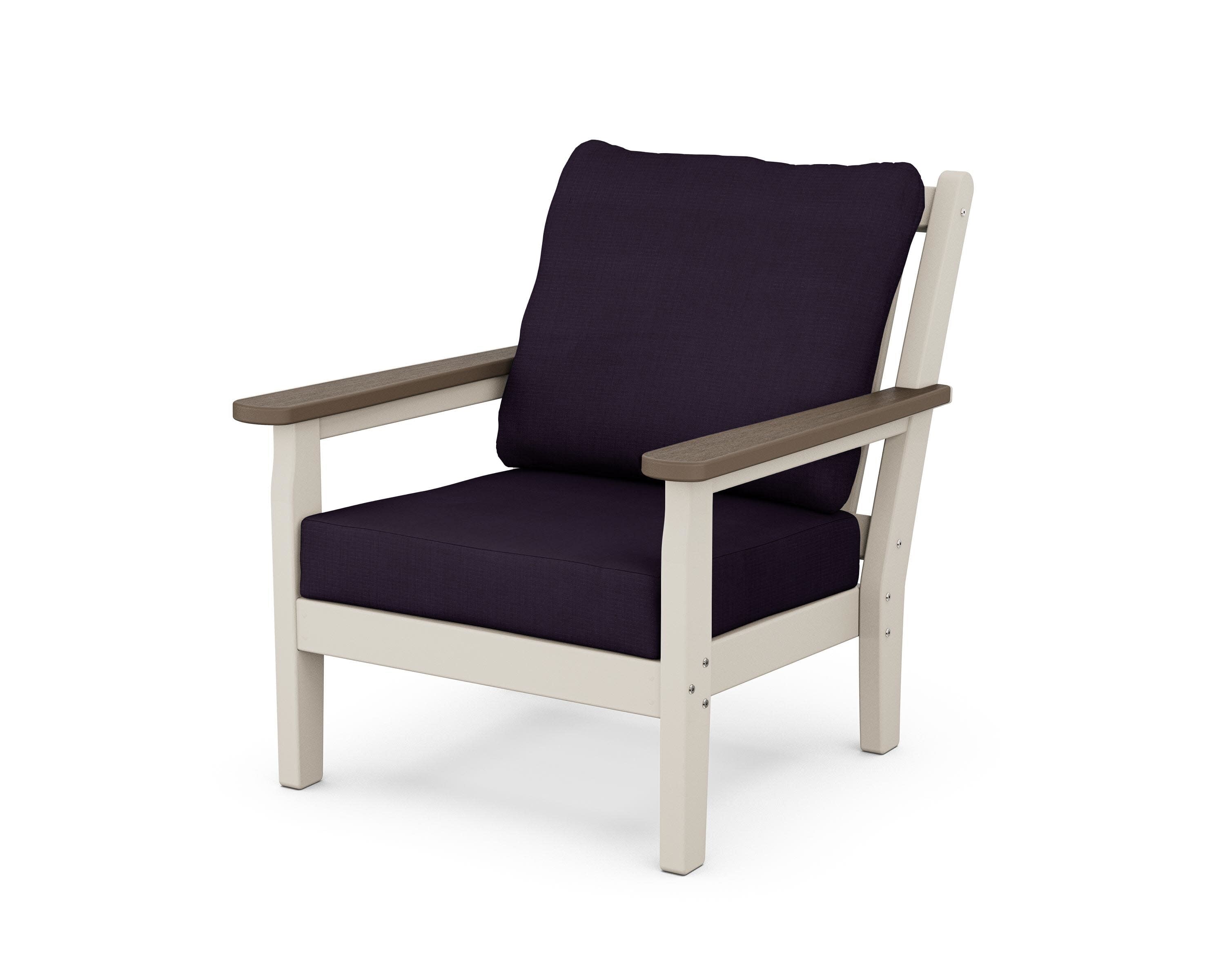 Chippendale Deep Seating Chair in Sand / Kona / Navy Linen