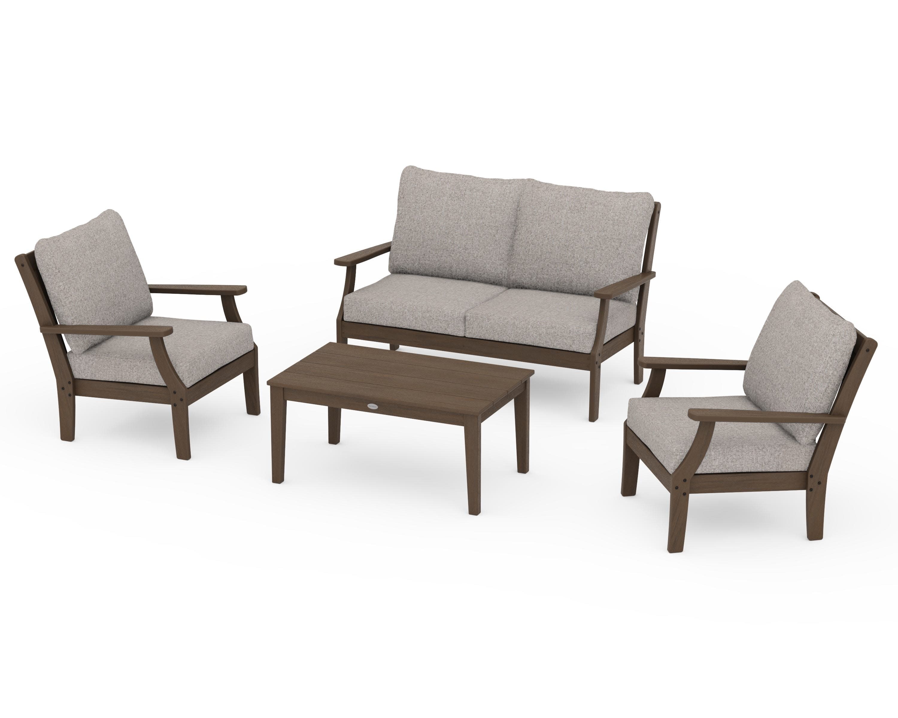 Braxton 4-Piece Deep Seating Chair Set in Kona / Weathered Tweed