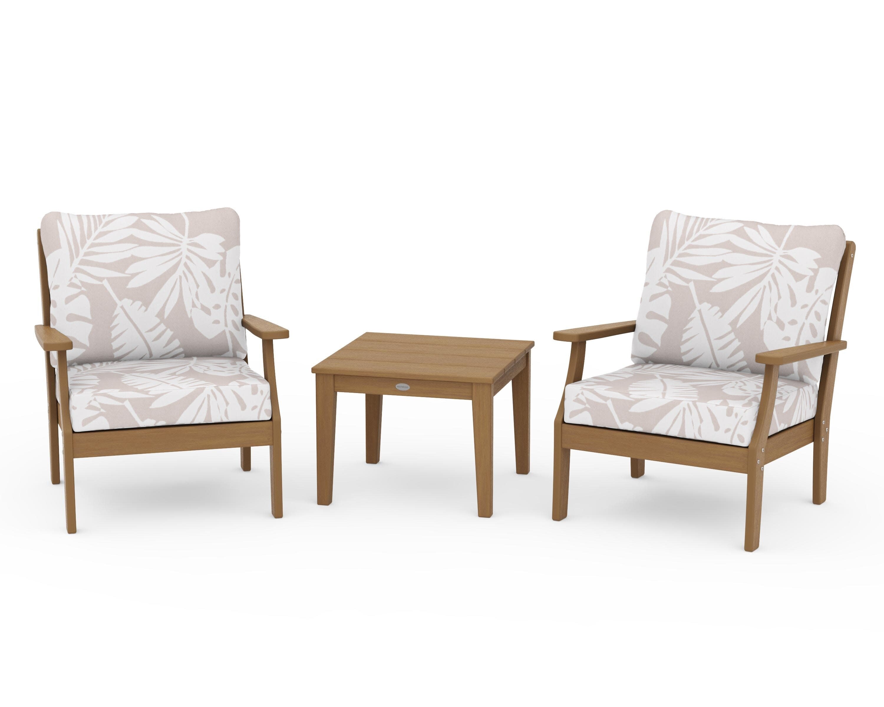 Braxton 3-Piece Deep Seating Set in Natural / Leaf Dune Burlap