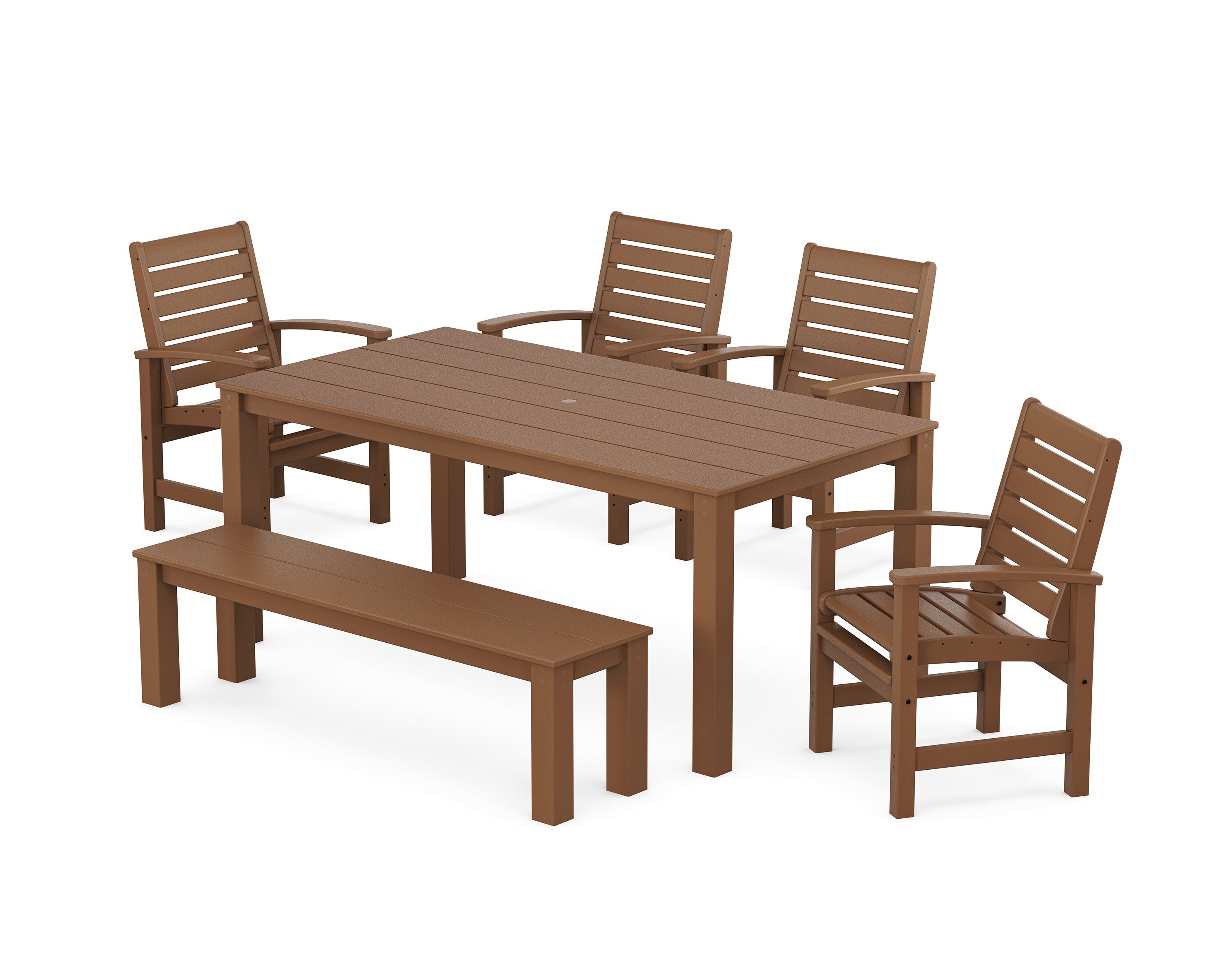 Signature 6-Piece Parsons Dining Set with Bench in Teak