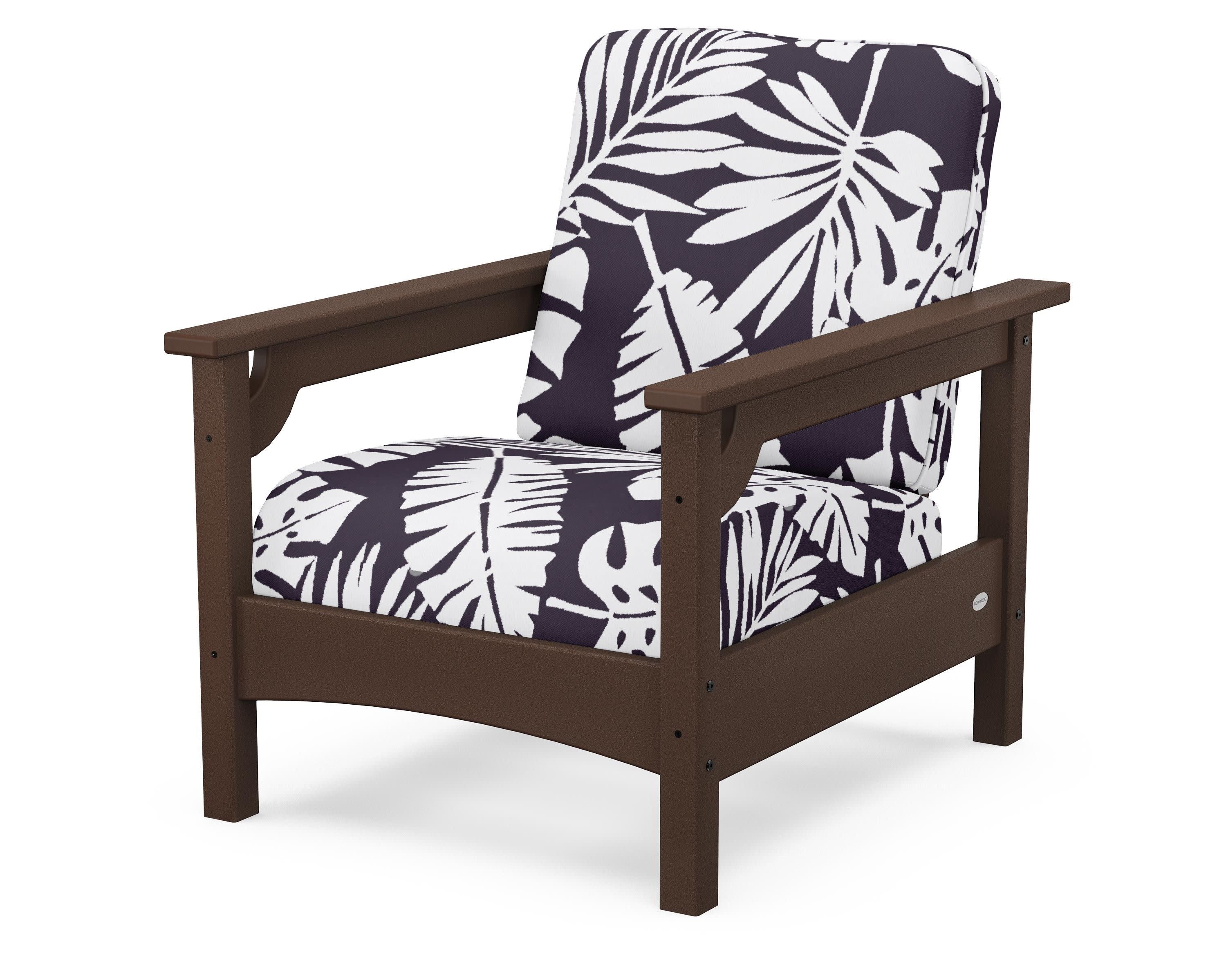 Club Chair in Mahogany / Leaf Navy
