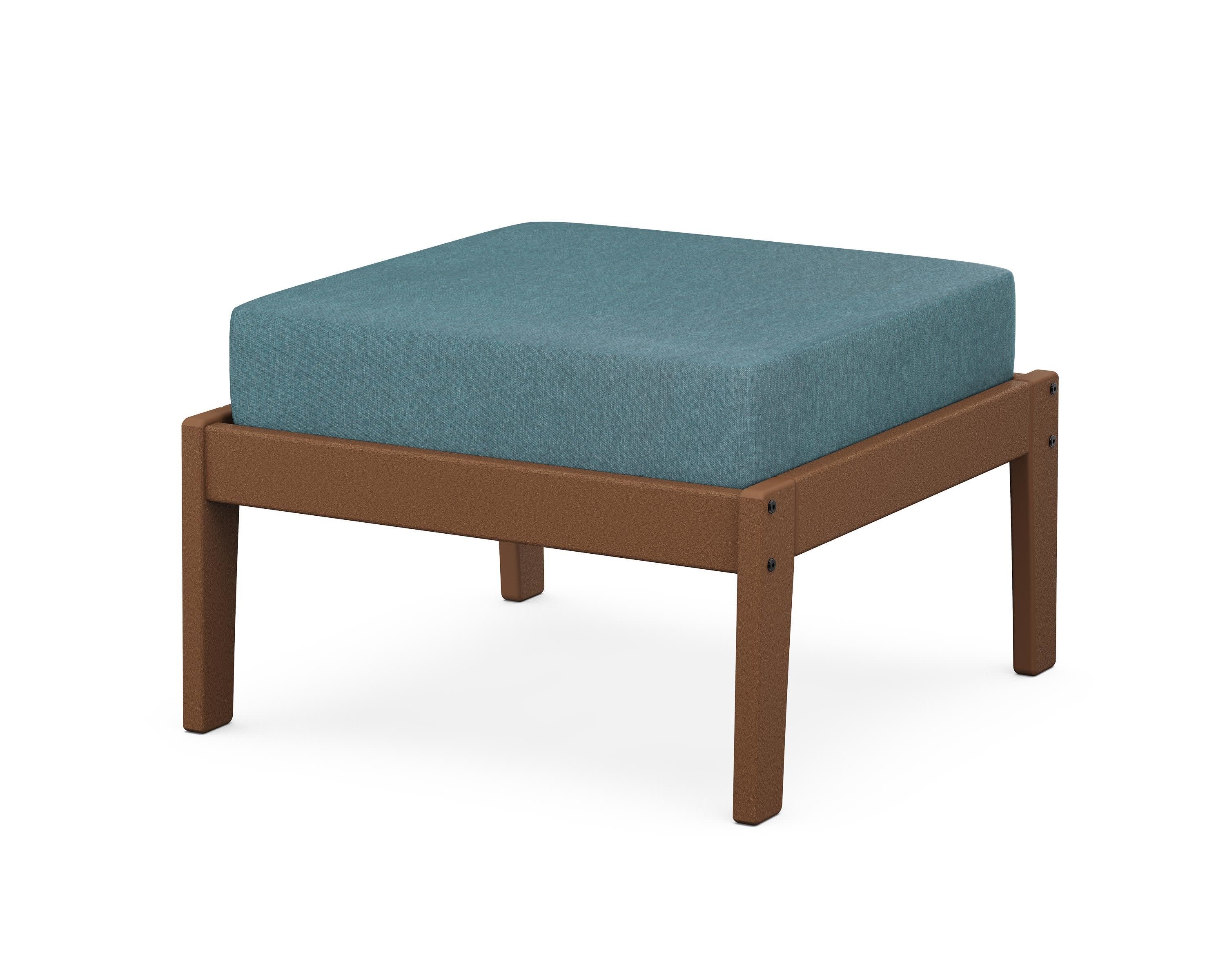 Deep Seating Ottoman in Teak / Ocean Teal