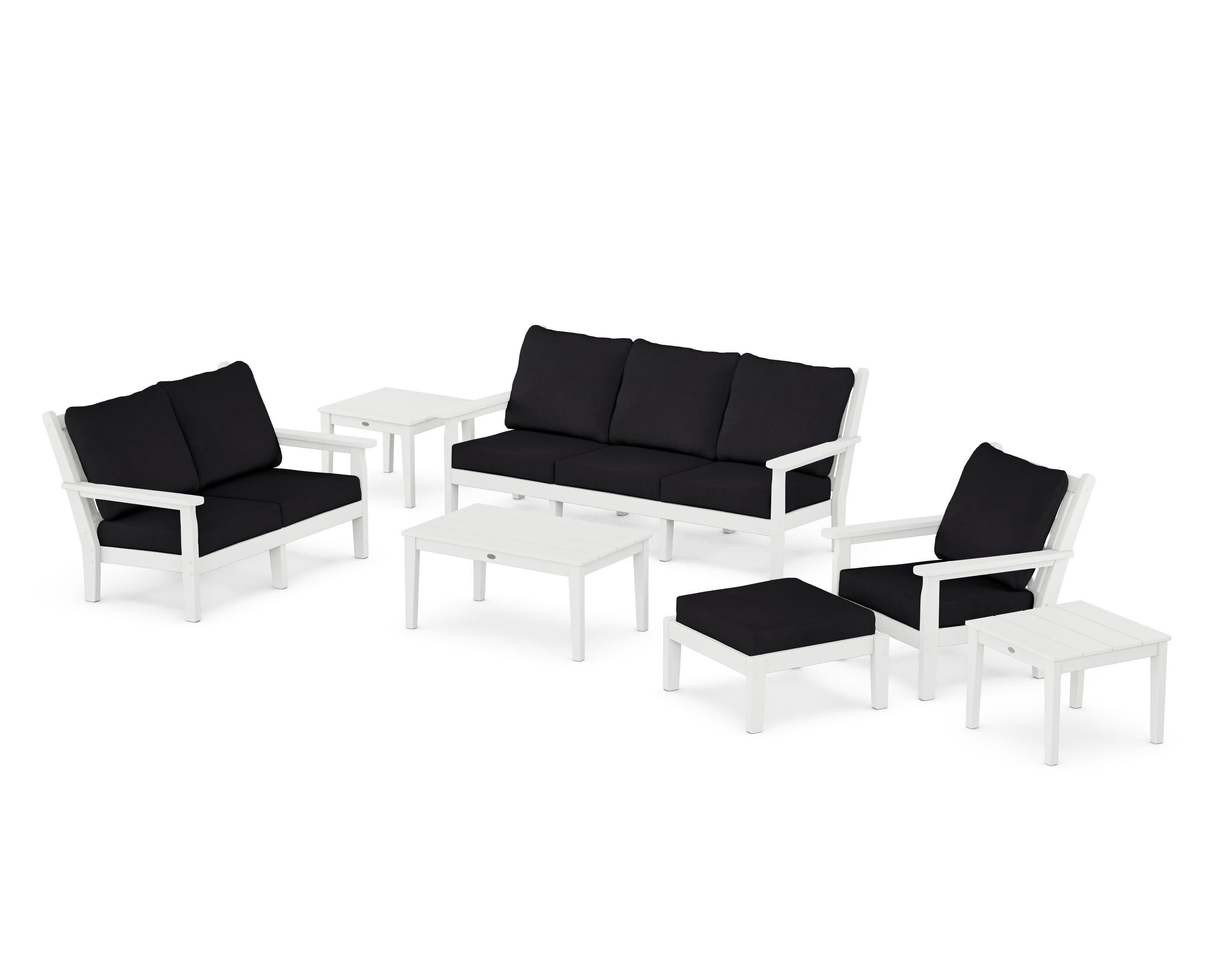 Chippendale 7-Piece Deep Seating Set in White / Midnight Linen