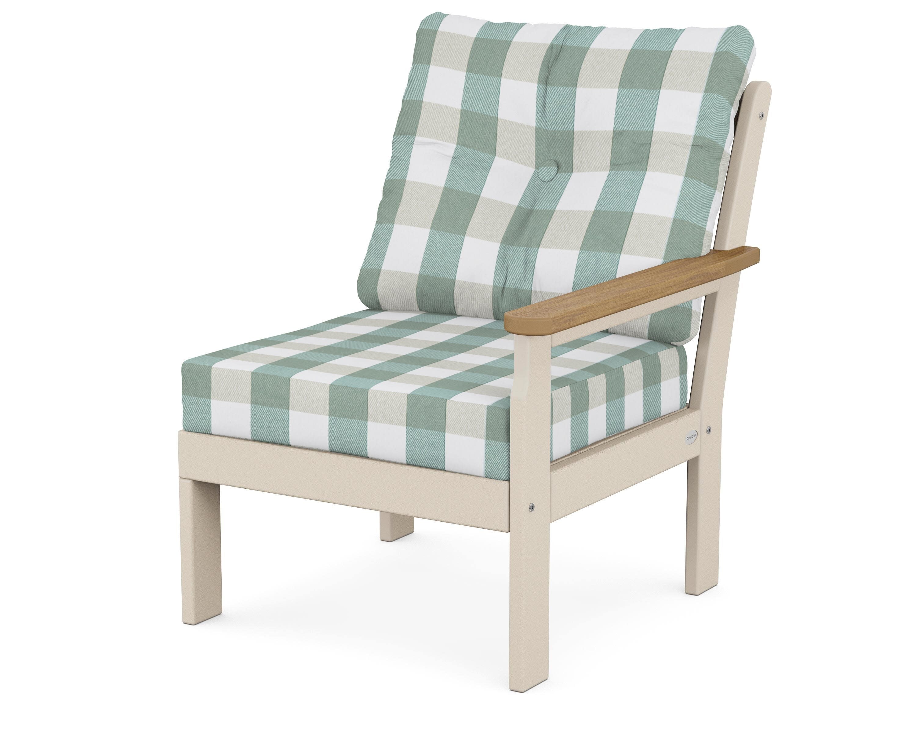 Vineyard Modular Right Arm Chair in Sand / Natural / Buffalo Plaid Glacier Spa