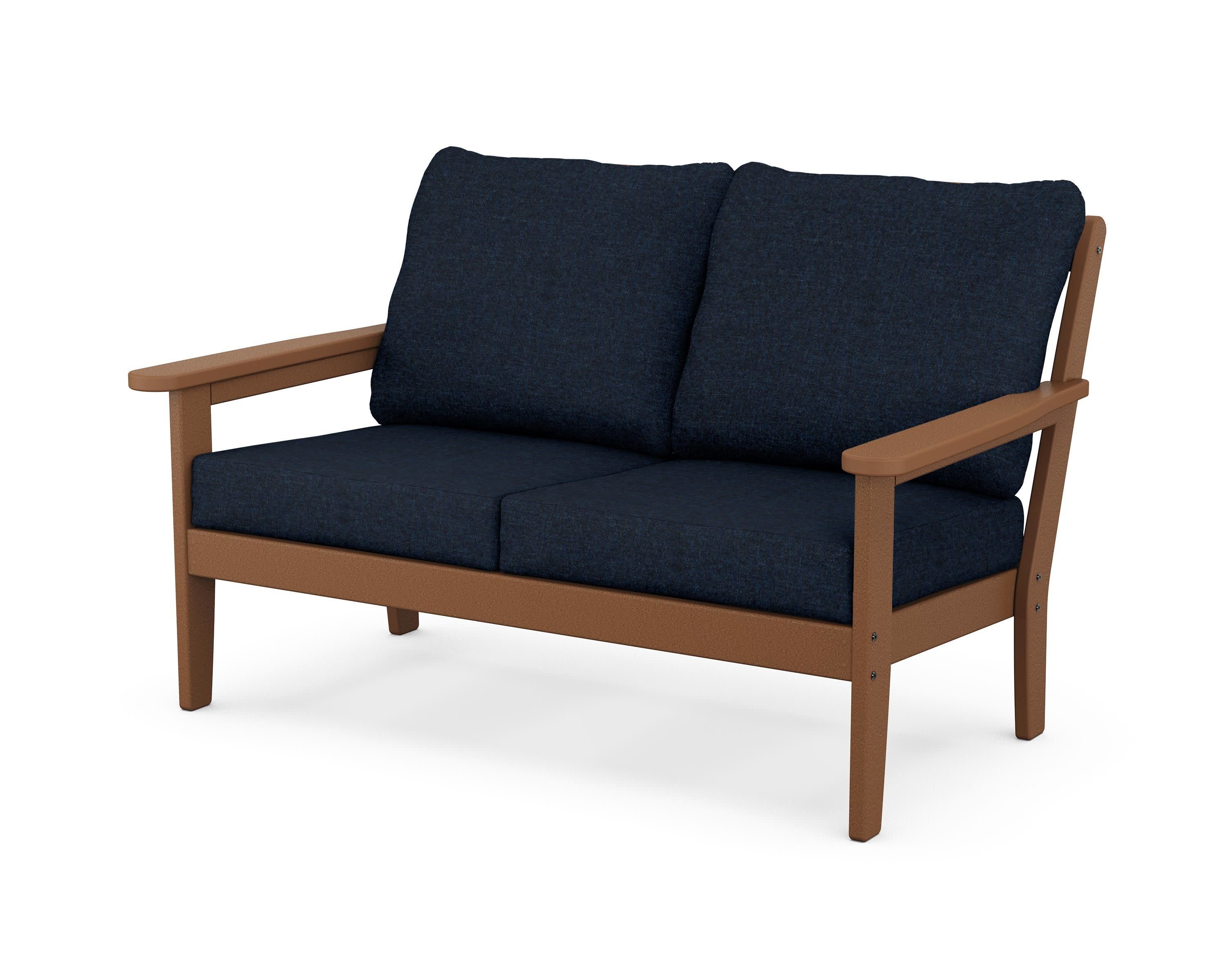 Cottage Deep Seating Loveseat in Teak / Marine Indigo