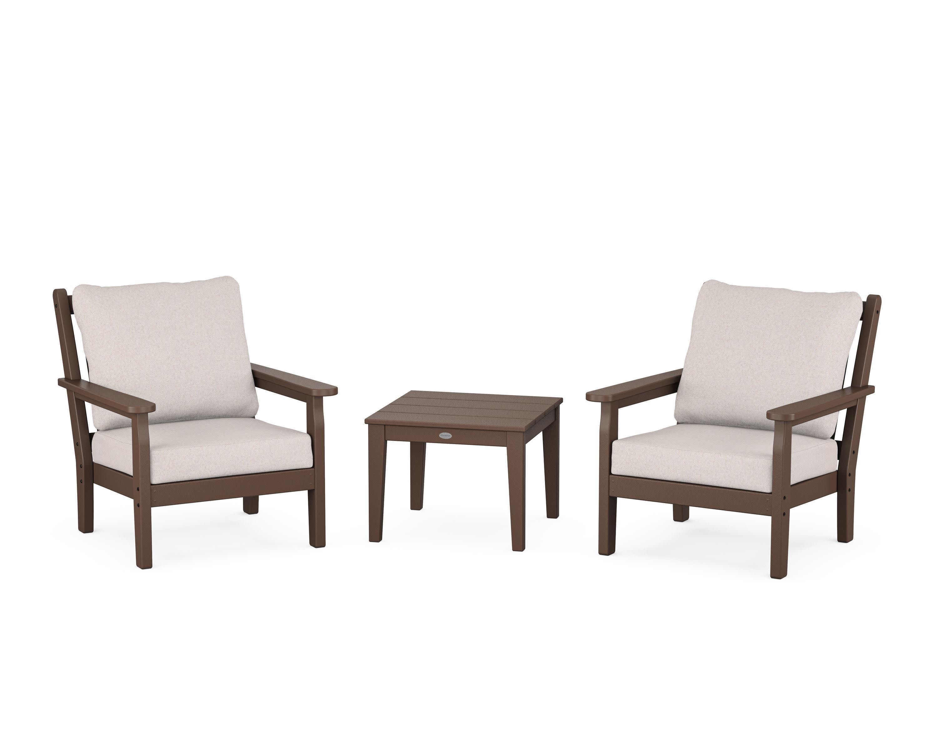 Chippendale 3-Piece Deep Seating Set in Mahogany / Dune Burlap