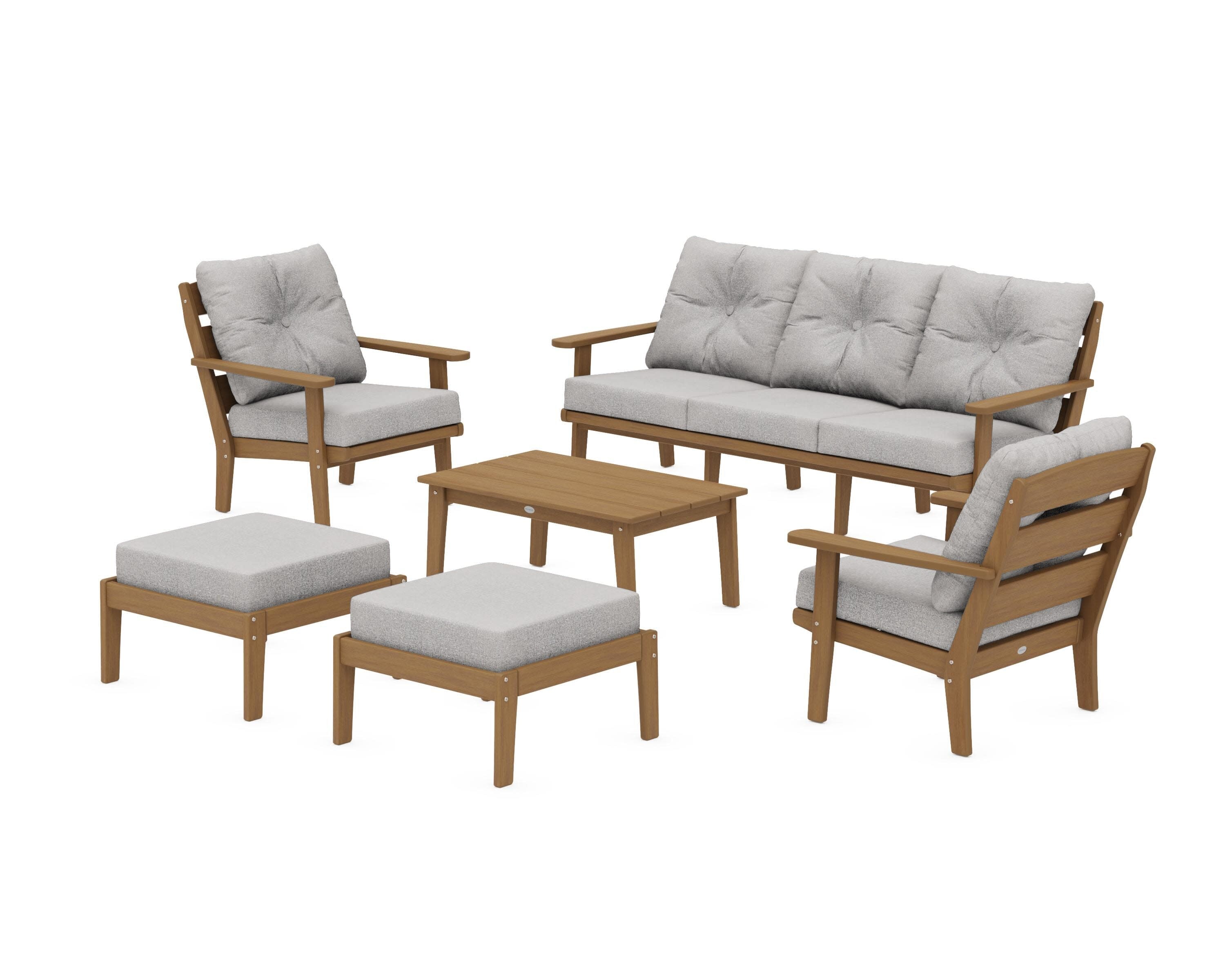 Lakeside 6-Piece Lounge Sofa Set in Natural / Grey Mist