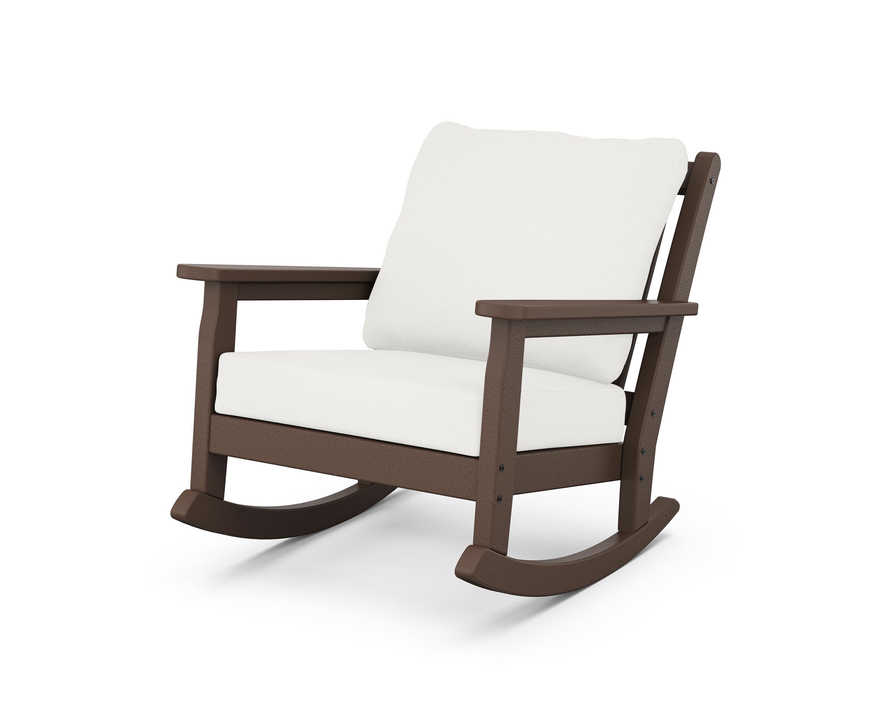 Chippendale Deep Seating Rocking Chair in Mahogany / Natural Linen