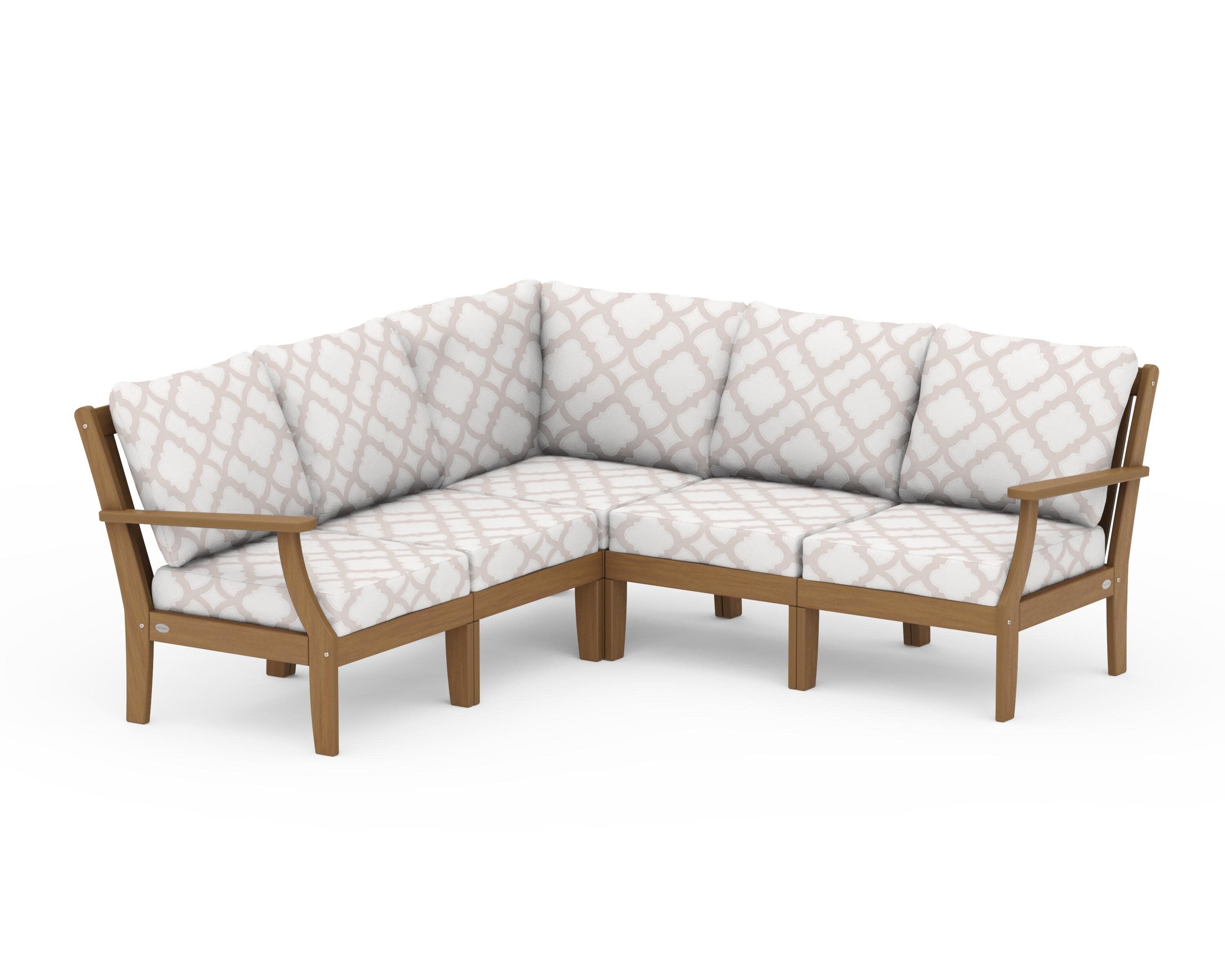Braxton Modular 5-Piece Deep Seating Set in Natural / Trellis Dune Burlap