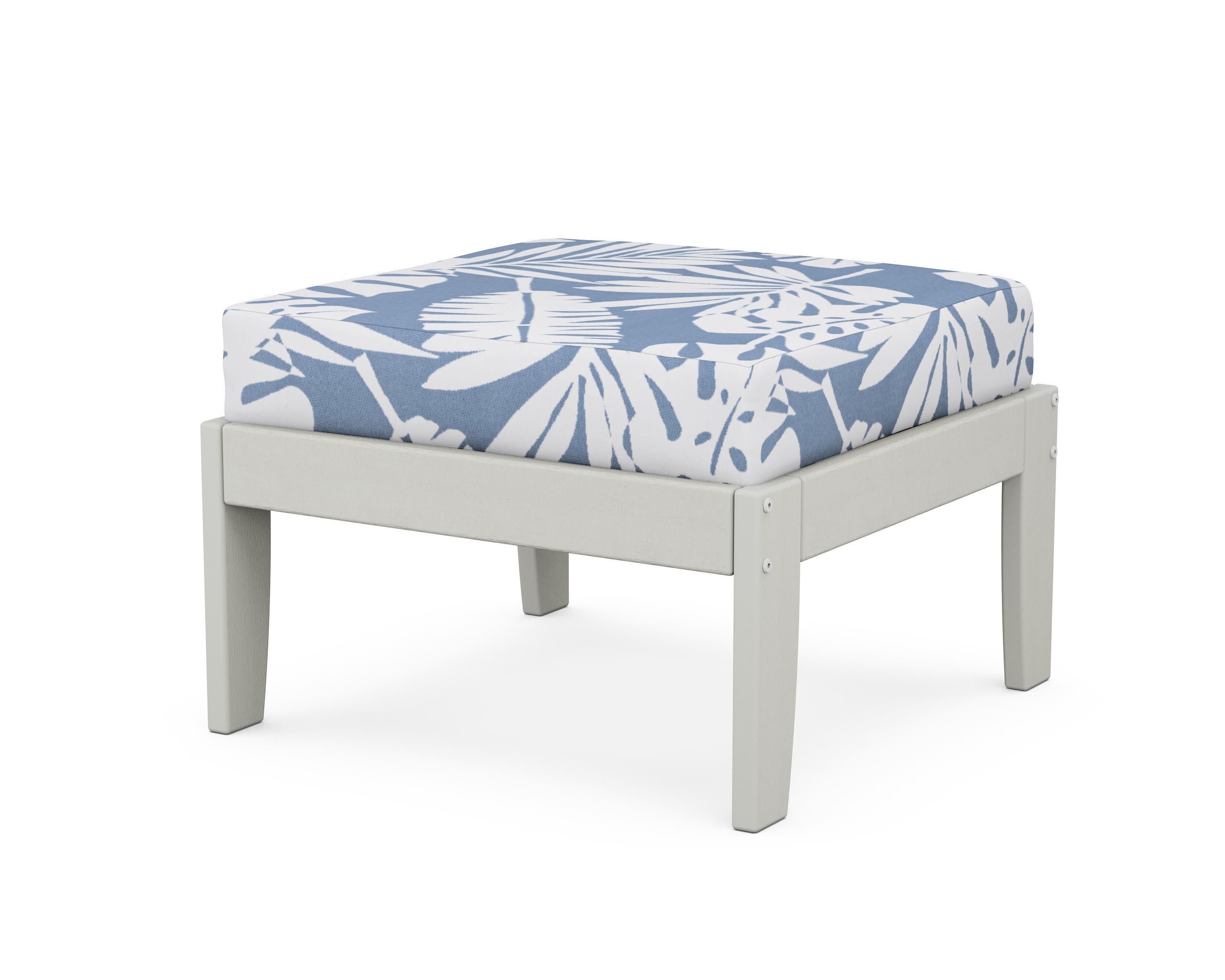 Modular Ottoman - Classic in Vintage White / Leaf Sky Blue