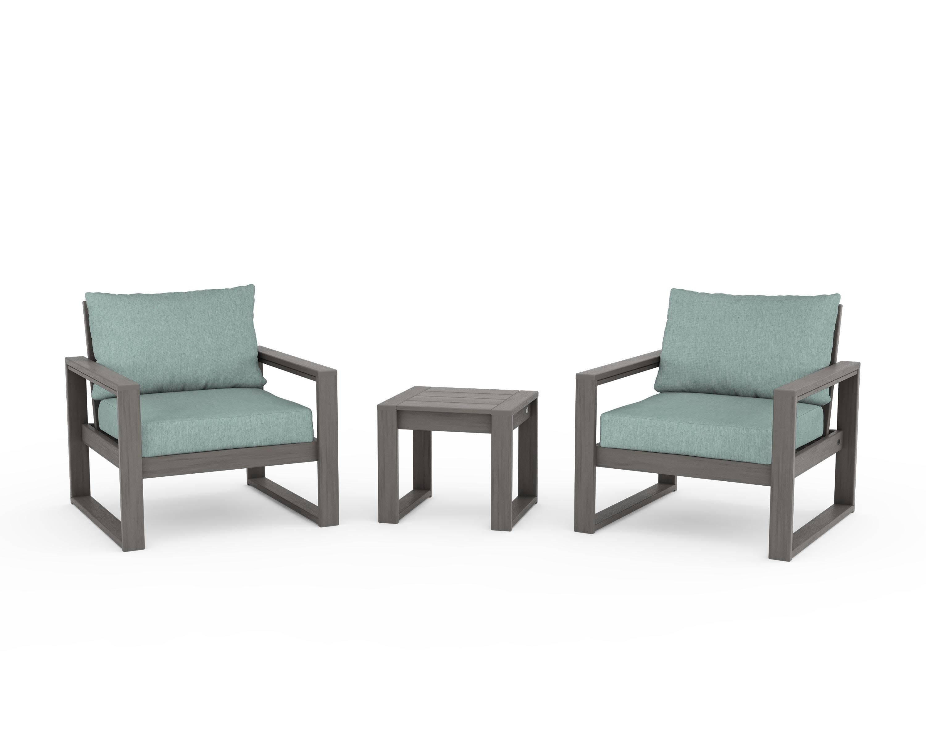 EDGE Sectional 3-Piece Deep Seating Set in Driftwood / Glacier Spa