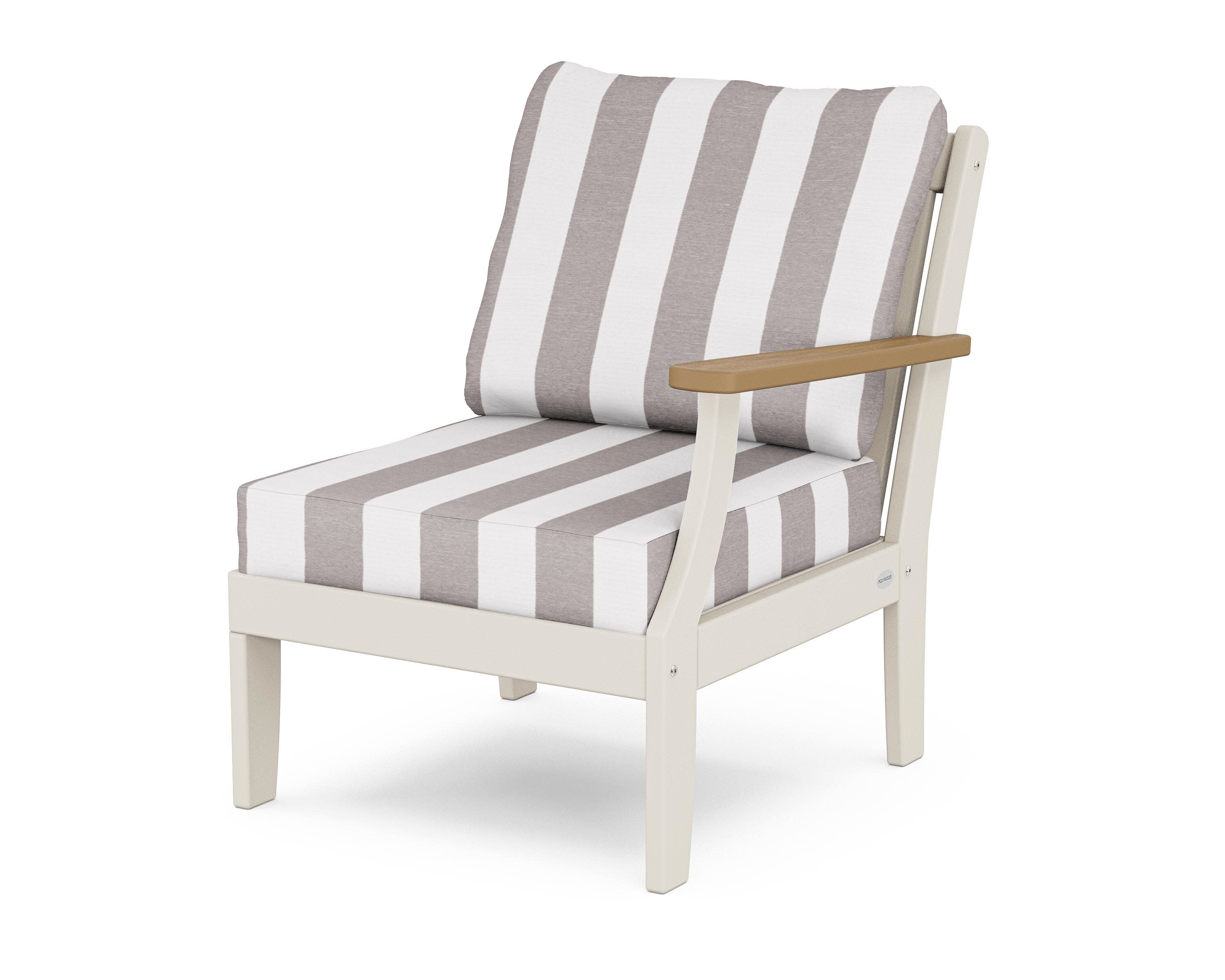 Braxton Modular Right Arm Chair in Sand / Natural / Cabana Stripe Grey Mist