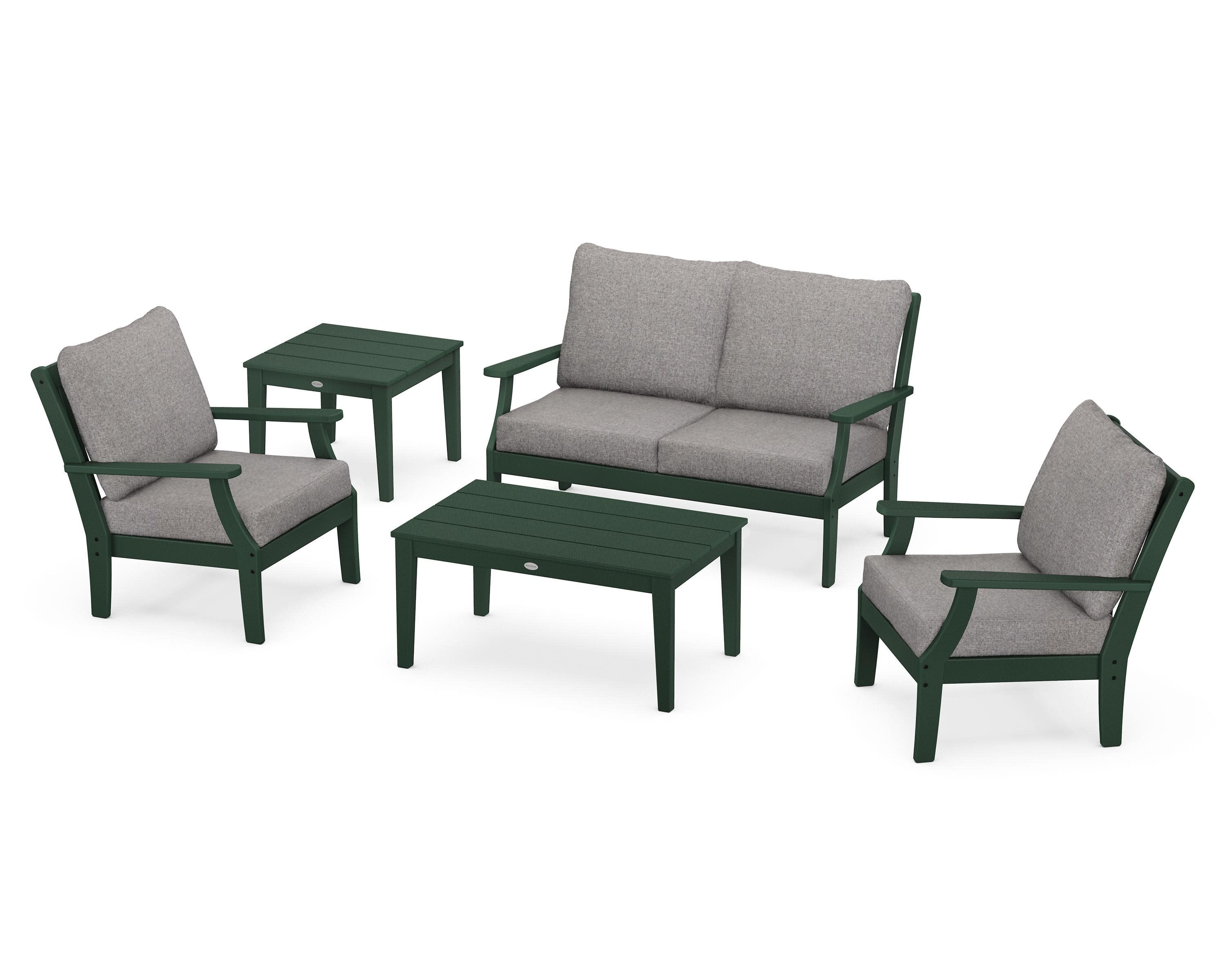 Braxton 5-Piece Deep Seating Set in Green / Grey Mist