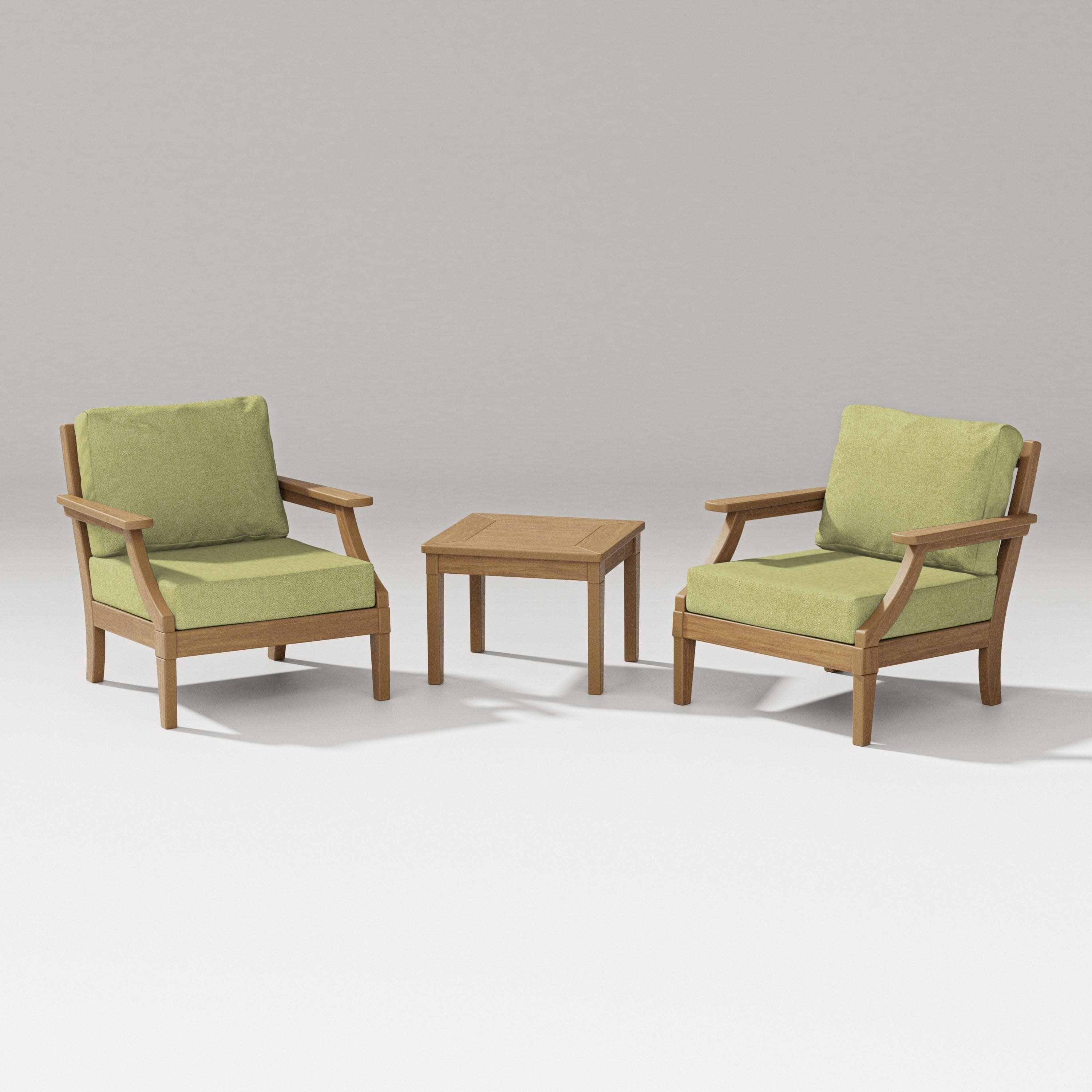 Estate 3-Piece Lounge Chair Set in Natural / Chartreuse Boucle