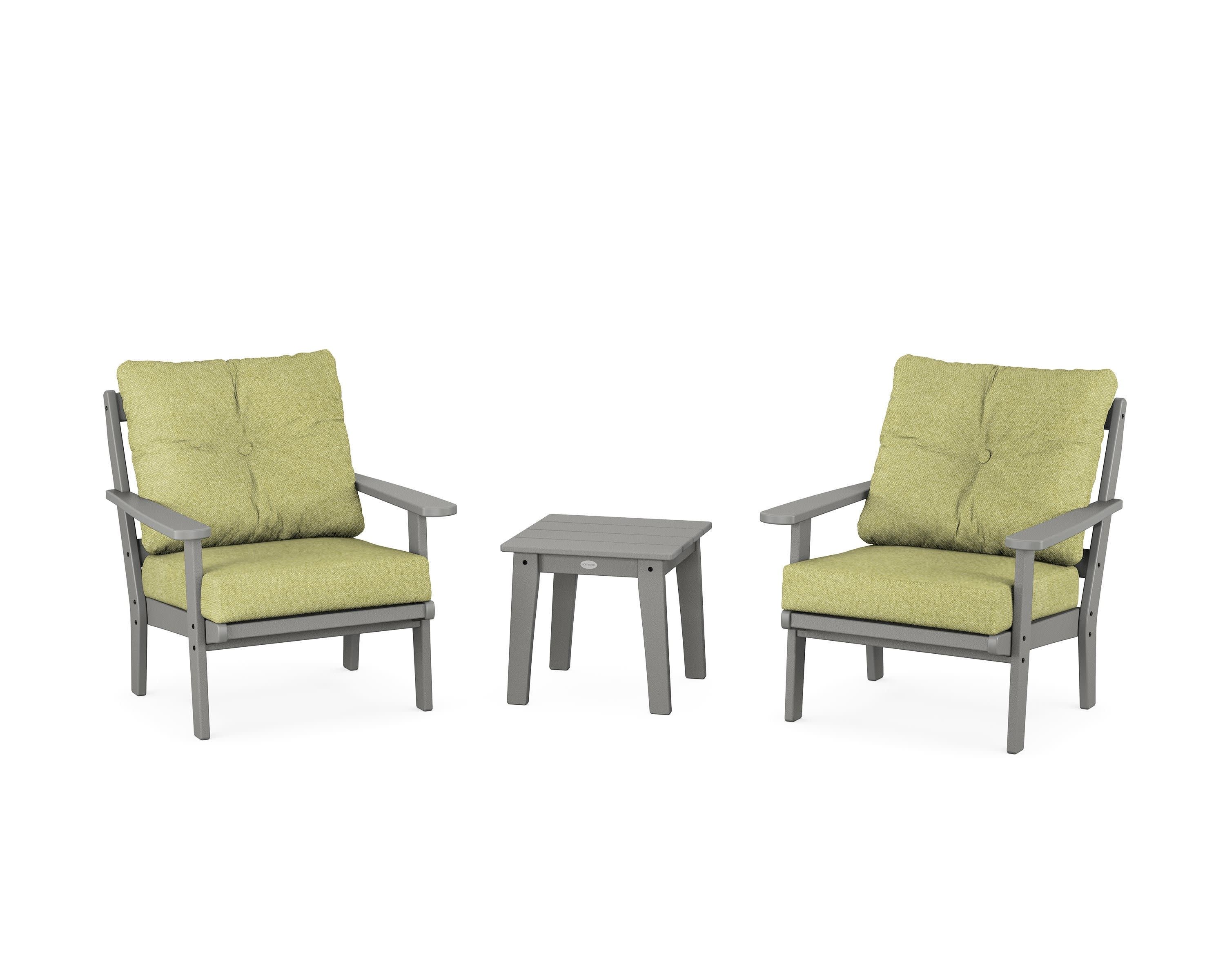 Mission 3-Piece Deep Seating Set in Slate Grey / Chartreuse Boucle