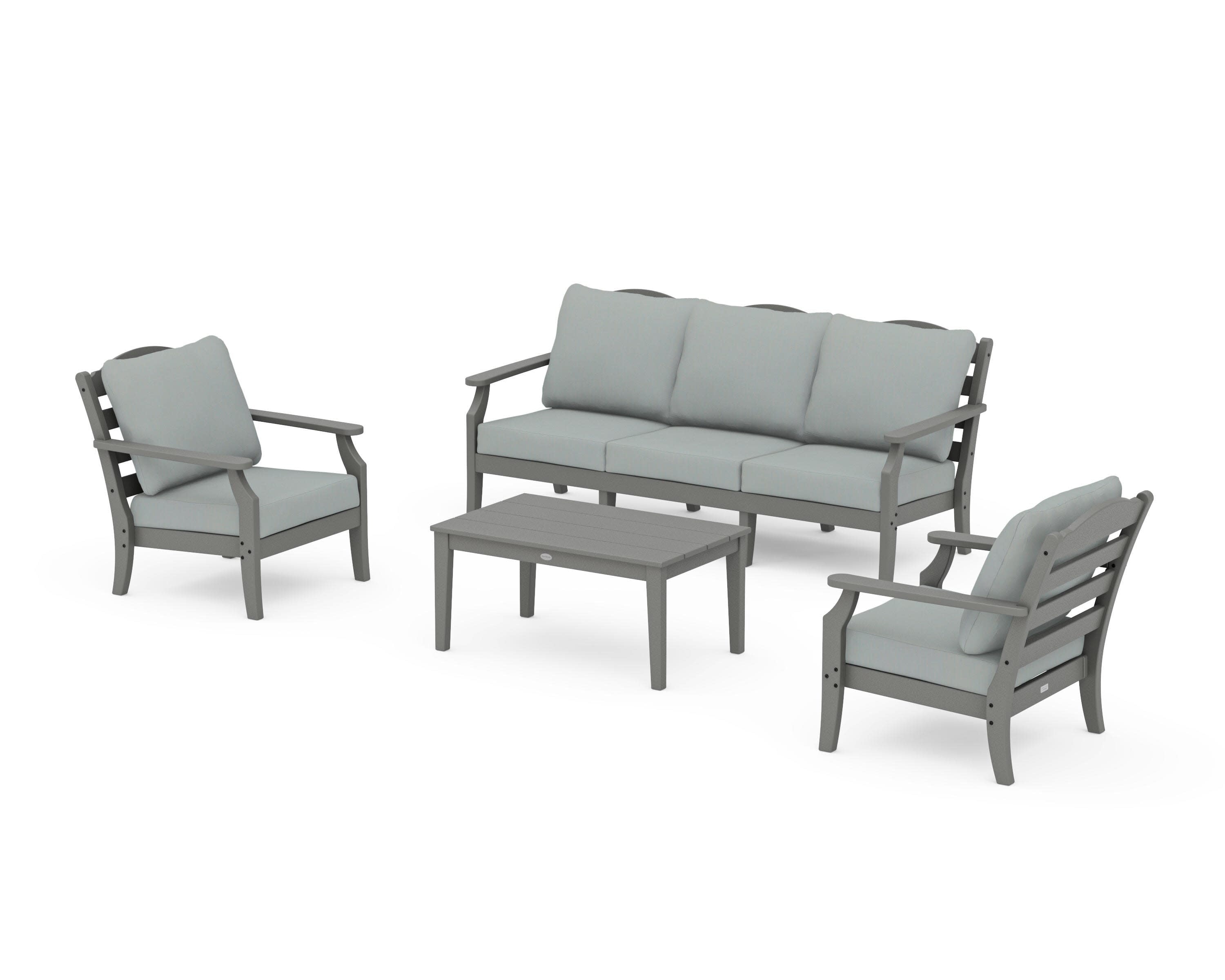 Savannah 4-Piece Deep Seating Set with Sofa in Slate Grey / Spa