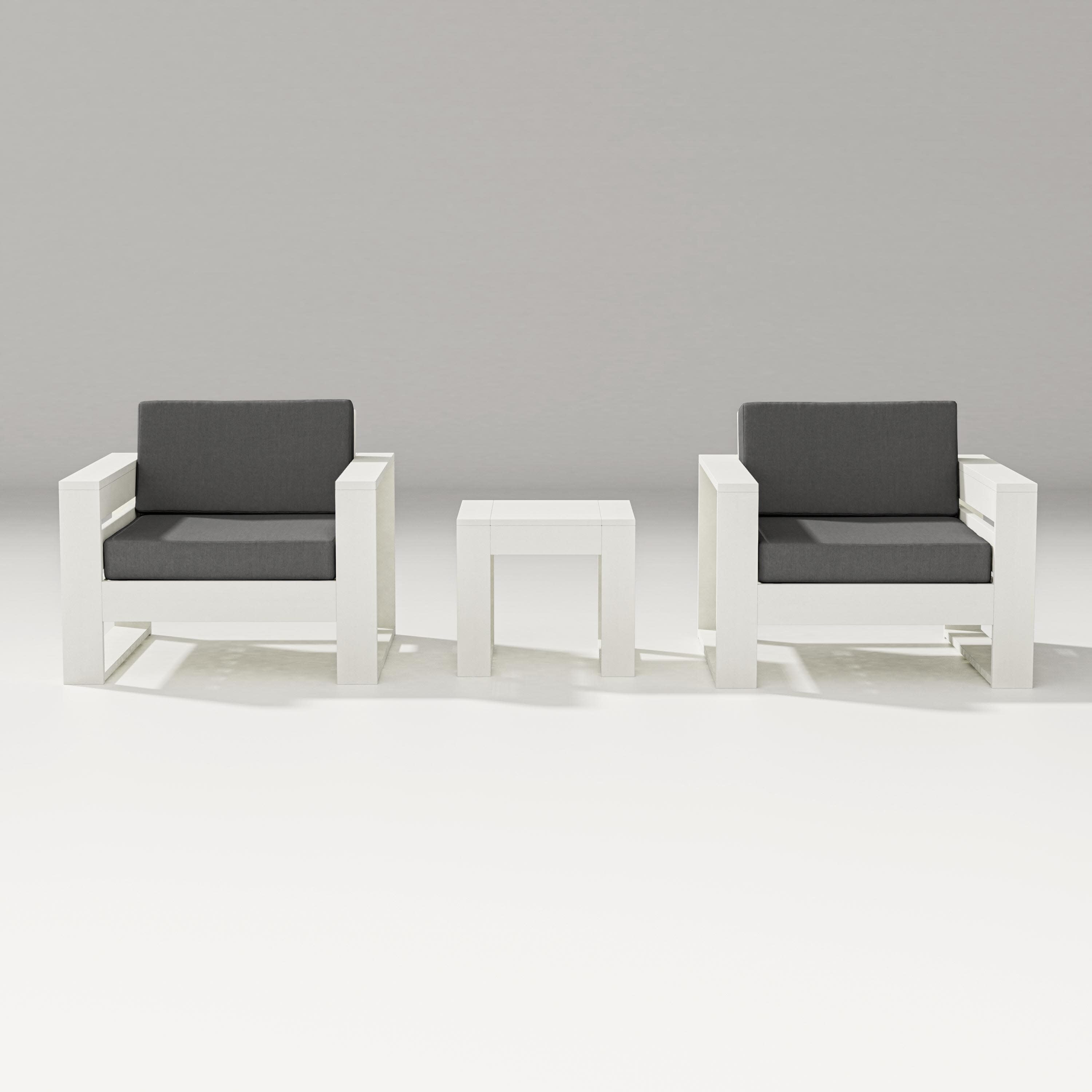 Latitude 3-Piece Lounge Chair Set in Vintage White / Spectrum Carbon