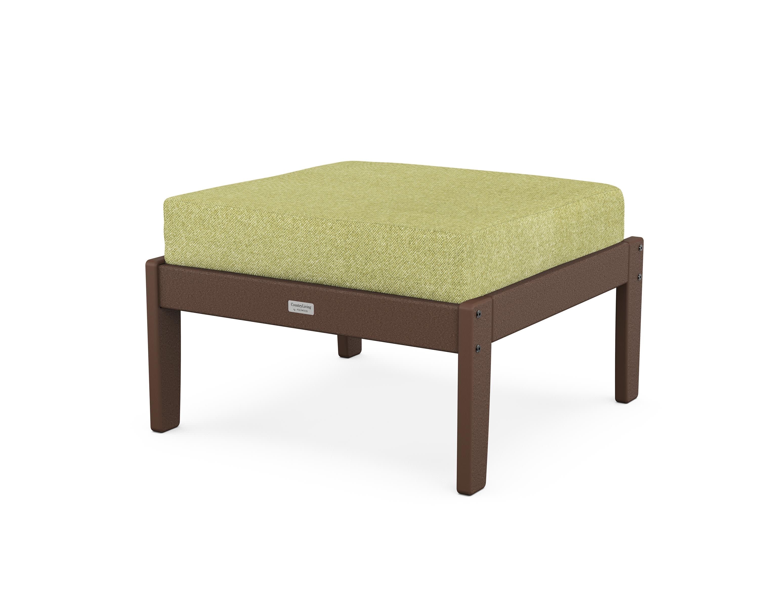 Cottage Deep Seating Ottoman in Mahogany / Chartreuse Boucle