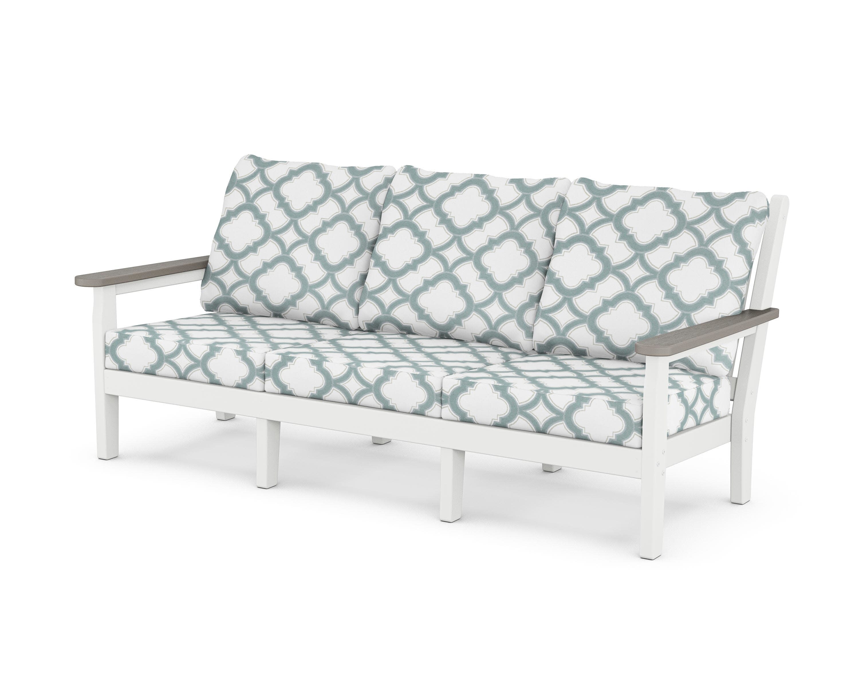 Chippendale Deep Seating Sofa in White / Driftwood / Trellis Glacier Spa