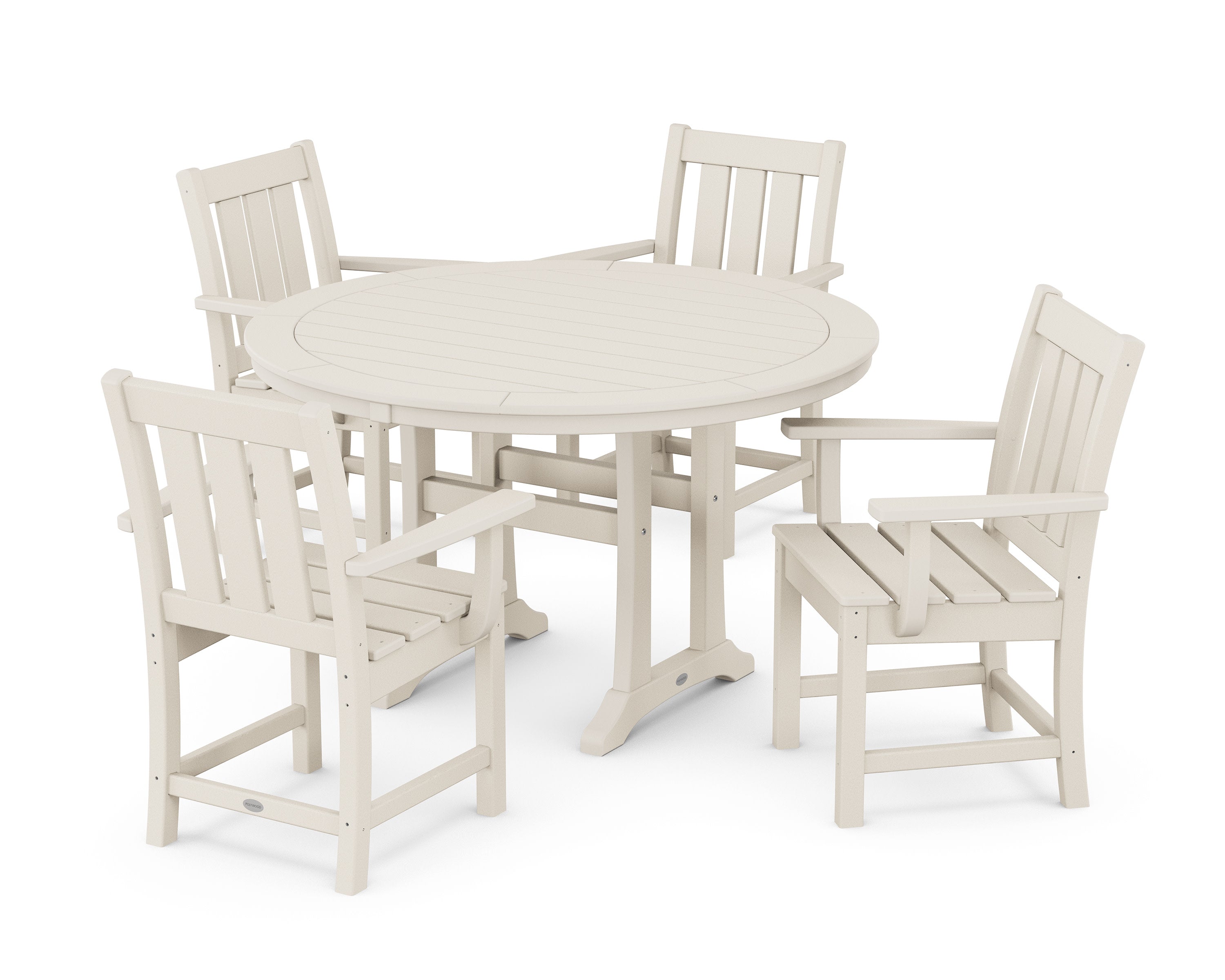 Oxford 5-Piece Round Dining Set with Trestle Legs in Sand