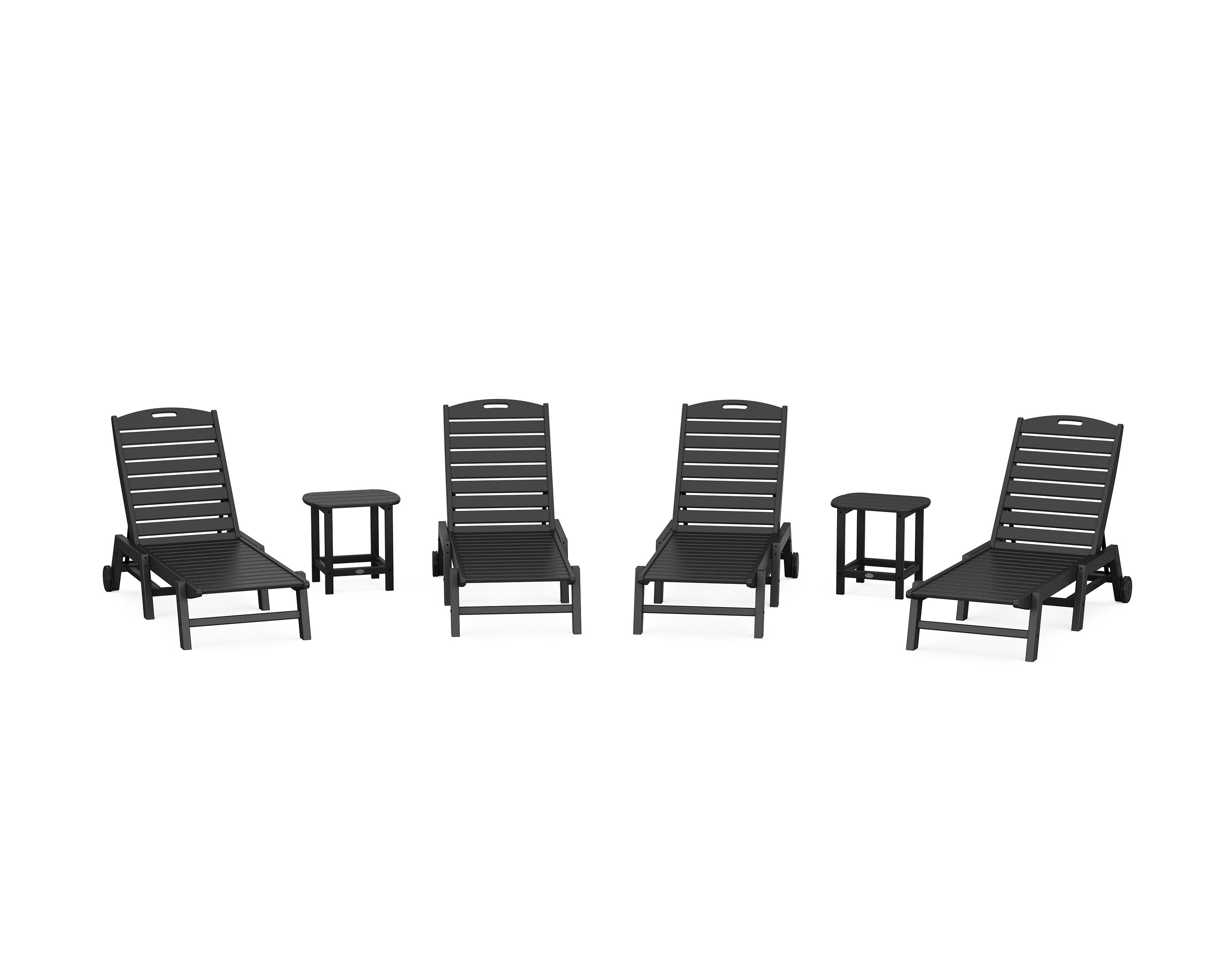 Nautical Chaise 6-Piece Set with Wheels in Black
