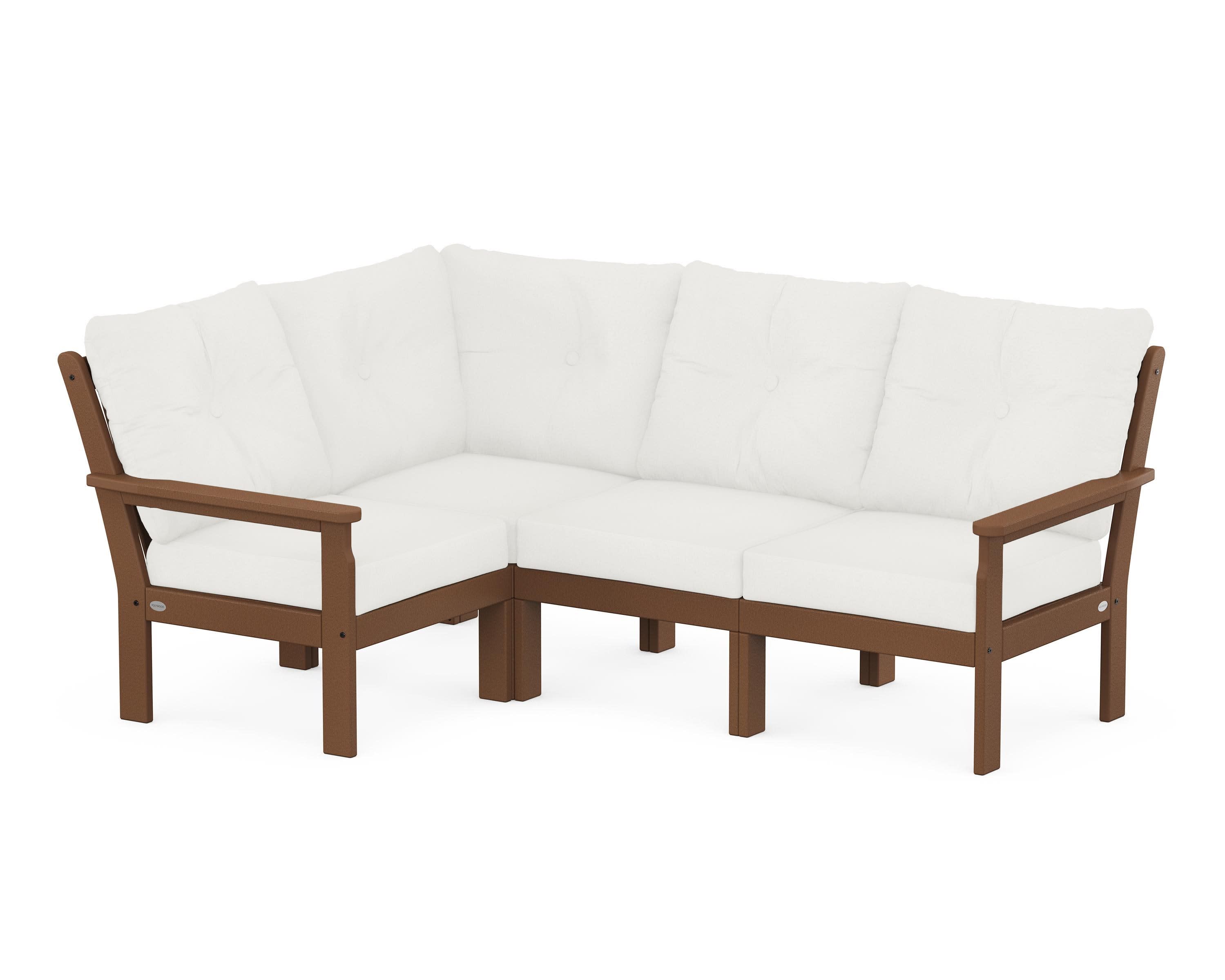 Vineyard 4-Piece Sectional in Teak / Natural Linen