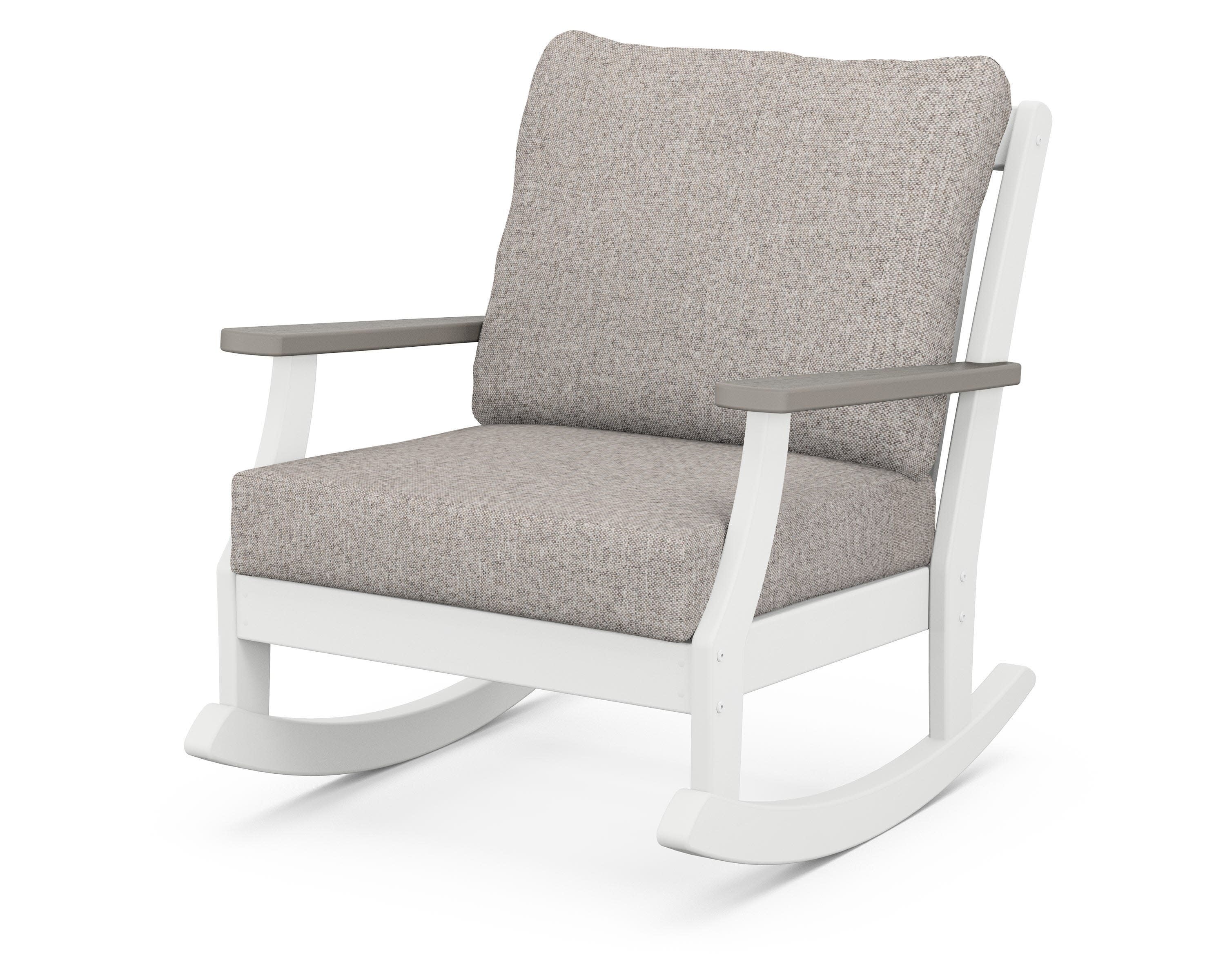 Braxton Deep Seating Rocking Chair in White / Driftwood / Weathered Tweed