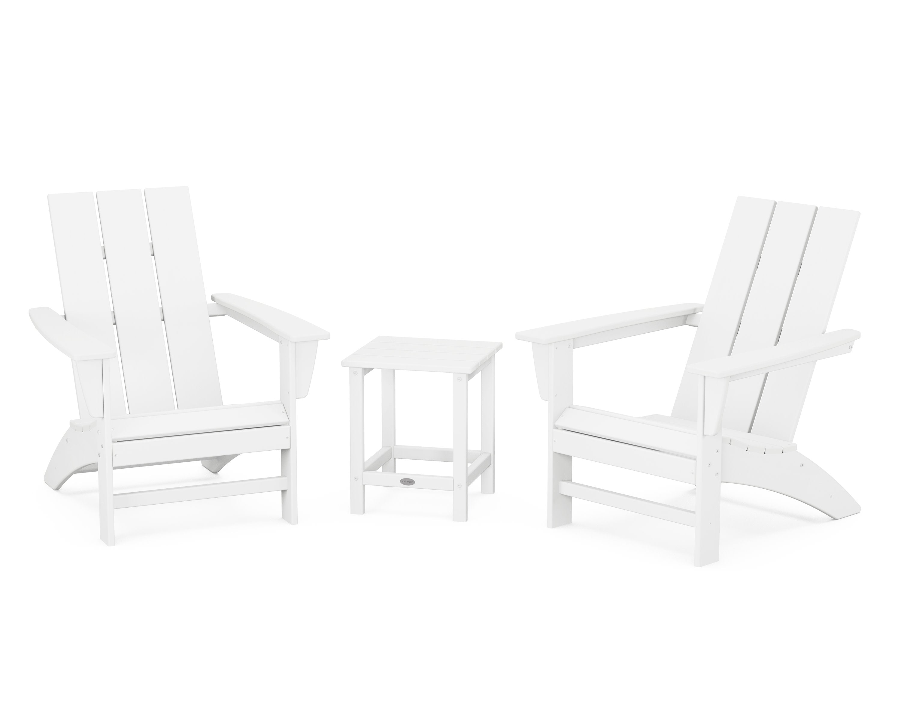 Modern 3-Piece Adirondack Set with Long Island 18" Side Table in White