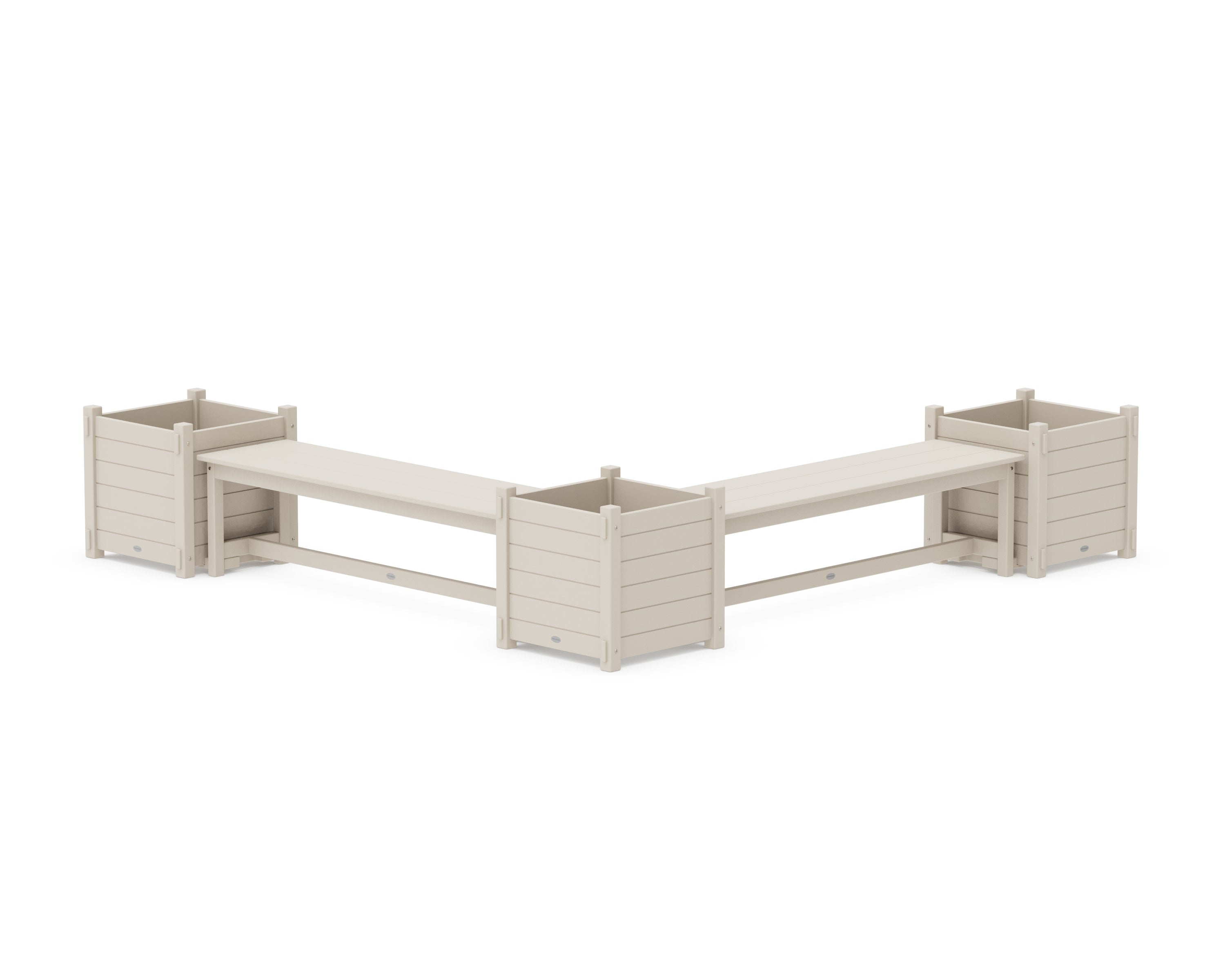 60" Nautical L- Shaped Planter Bench Corner Set - Large in Sand