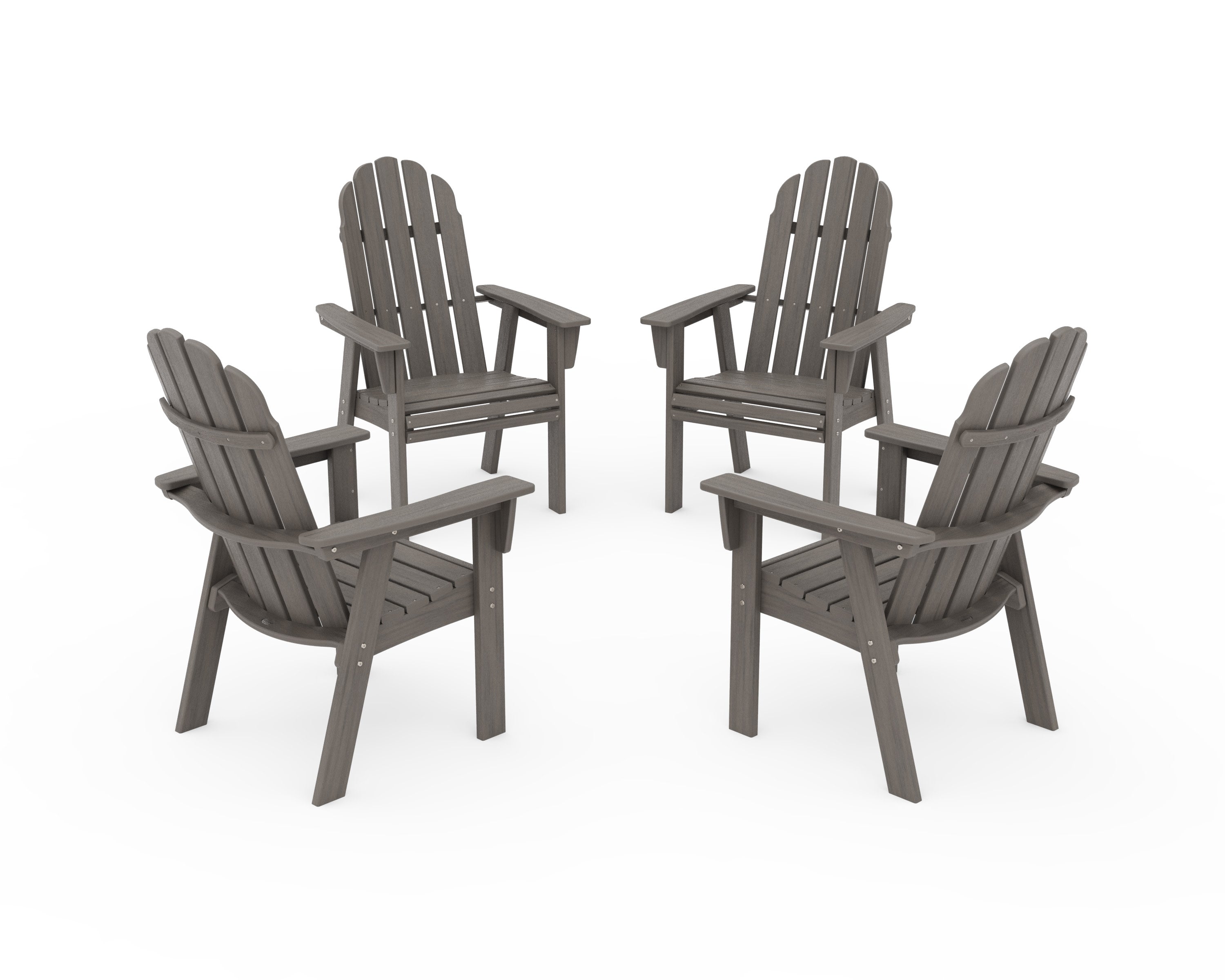 Vineyard 4-Piece Curveback Upright Adirondack Conversation Set in Driftwood